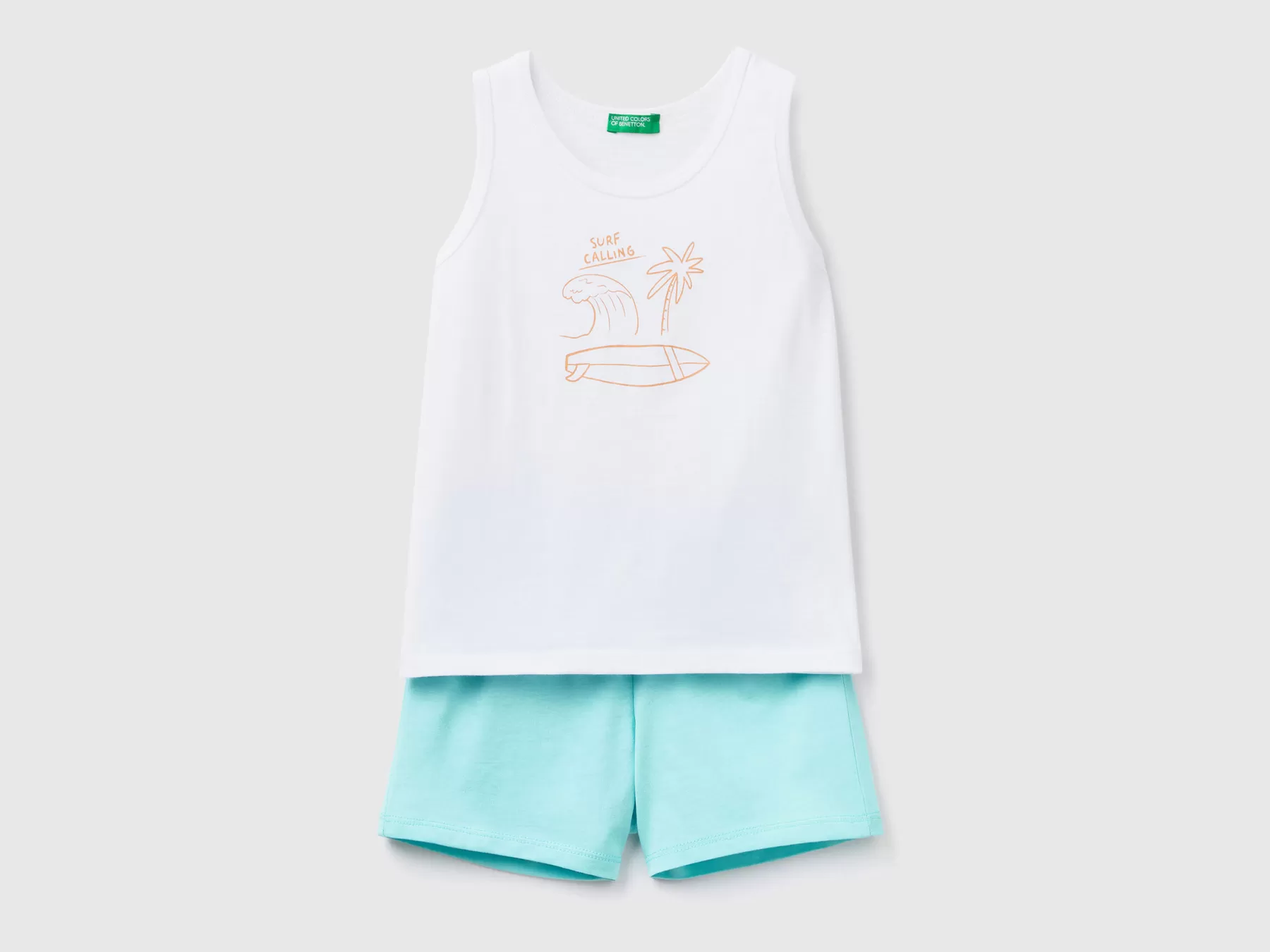 Benetton Completo Canotta E Shorts Bianco Sale