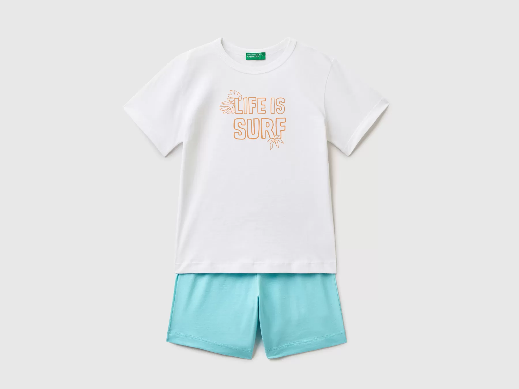 Benetton Completo Maglietta E Shorts Bianco Hot