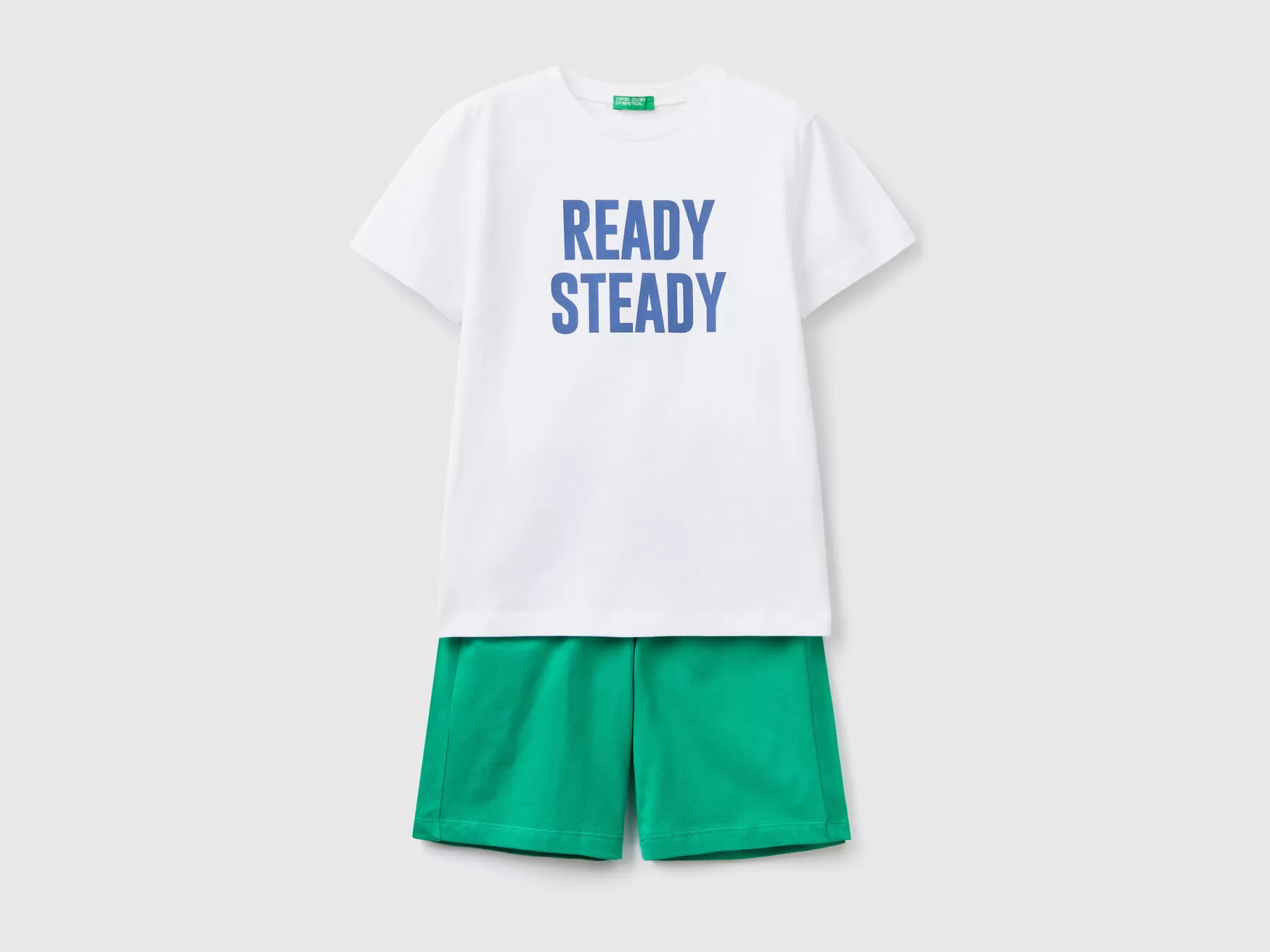 Benetton Completo T-Shirt E Bermuda Bianco Flash Sale