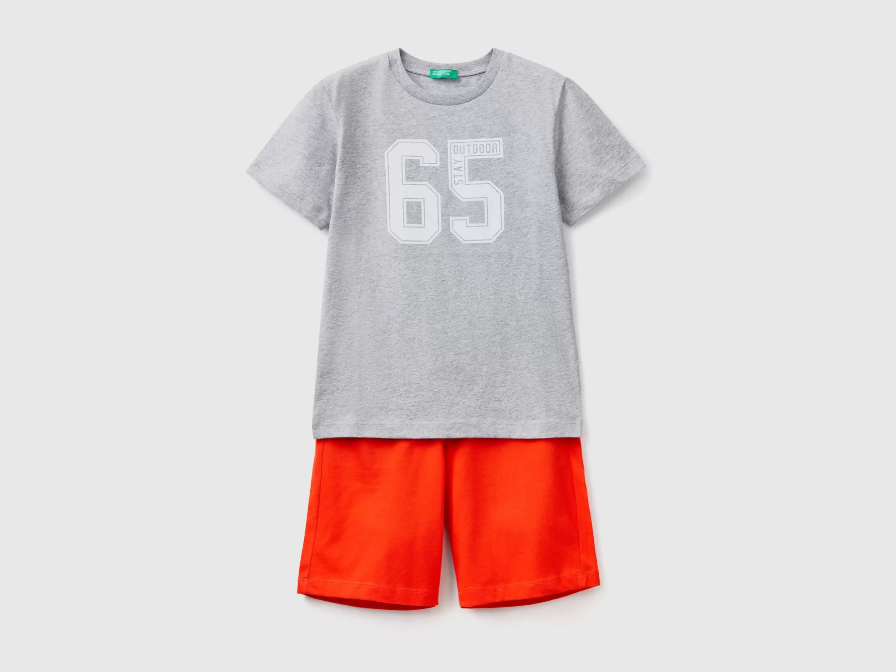 Benetton Completo T-Shirt E Bermuda Grigio Chiaro Shop