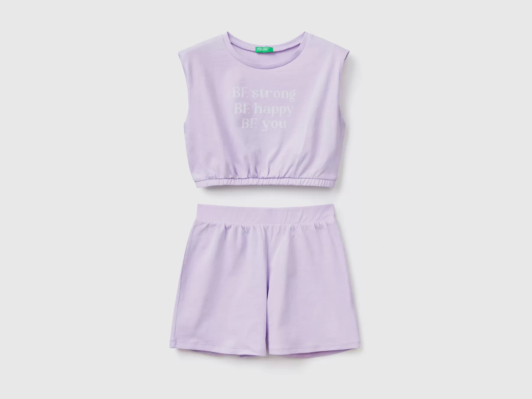 Benetton Completo T-Shirt E Pantaloncini Lilla Online