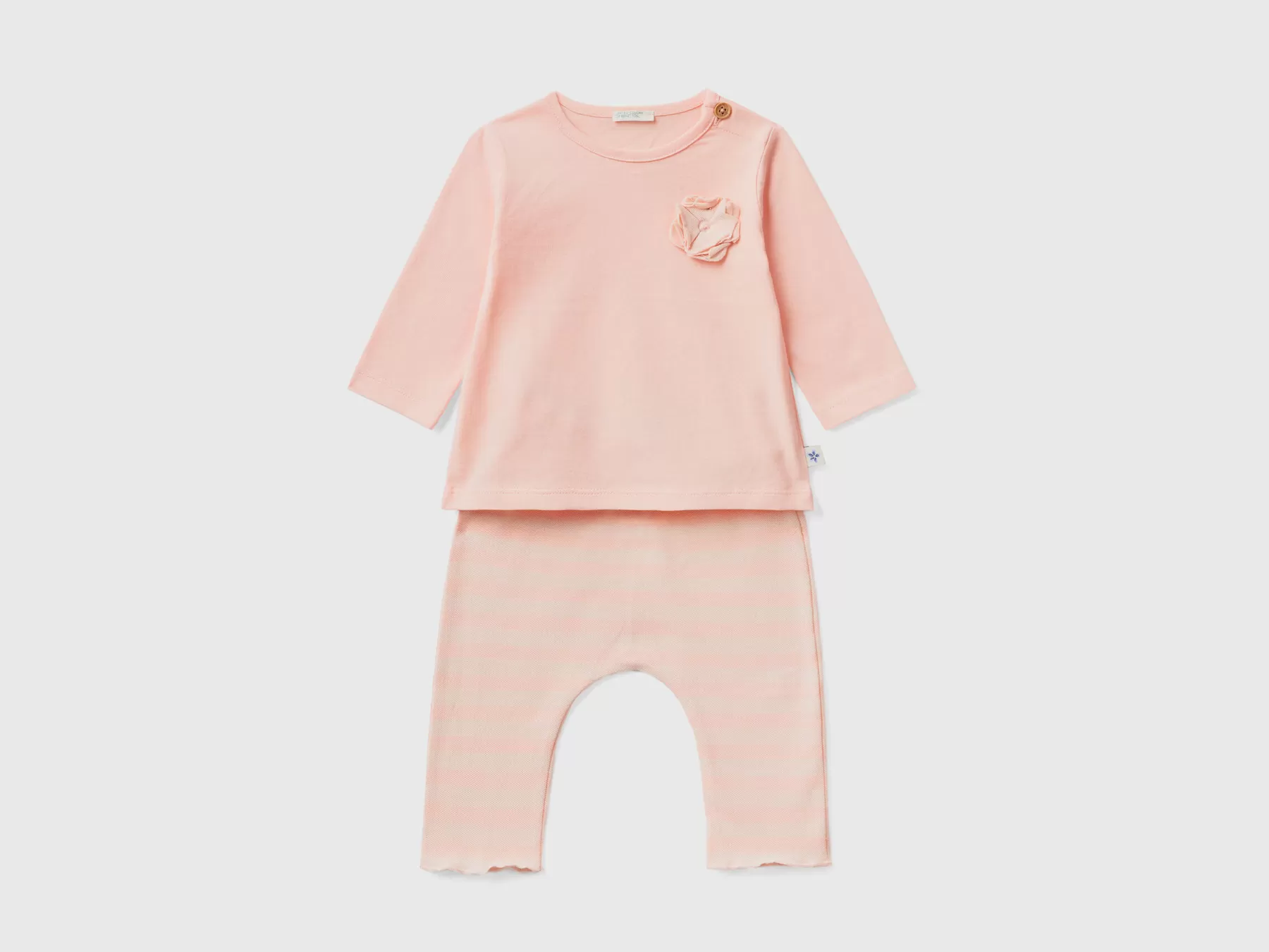 Benetton Completo T-Shirt E Pantaloni Rosa Cheap