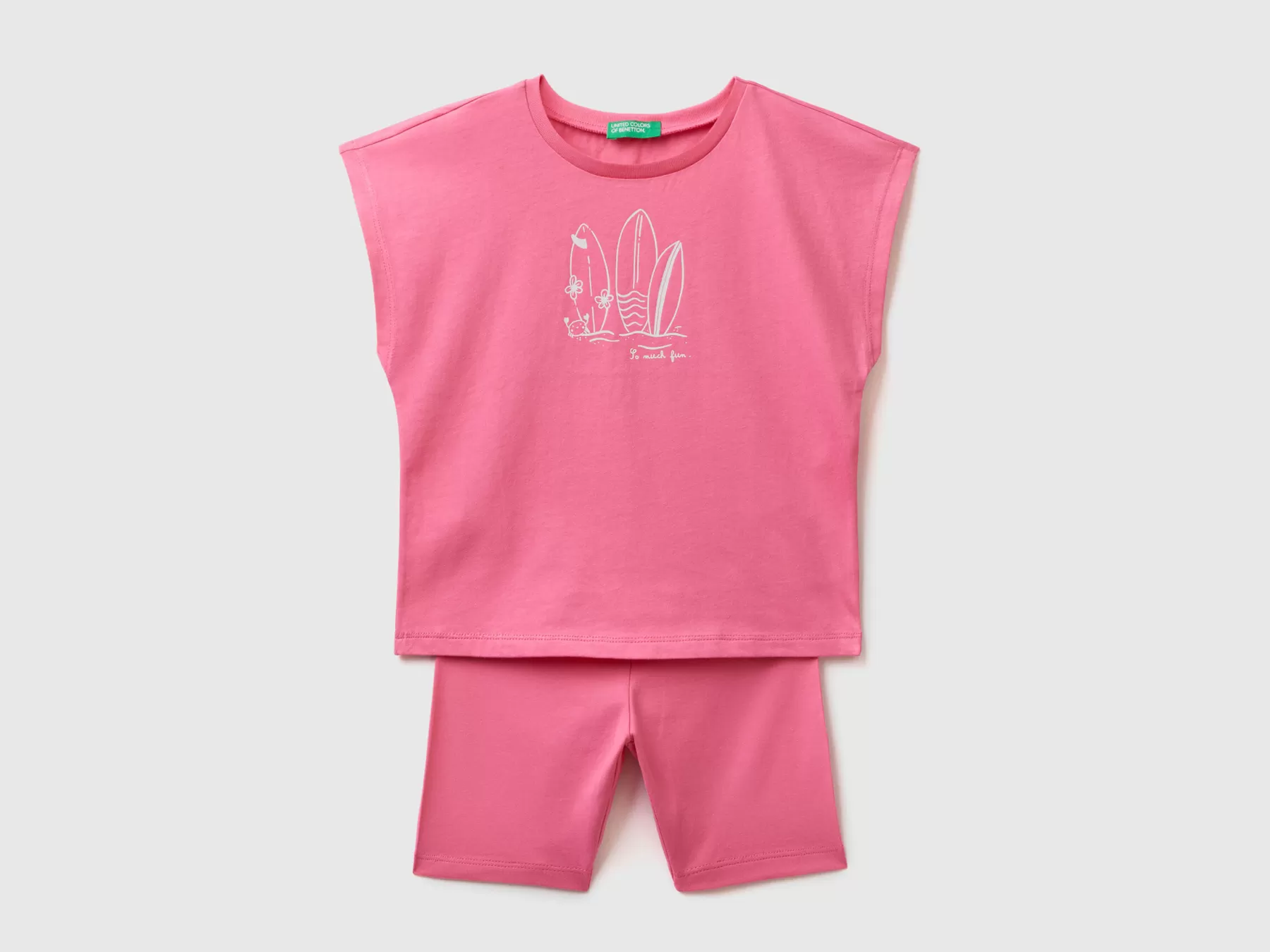 Benetton Completo T-Shirt E Shorts Rosa Flash Sale