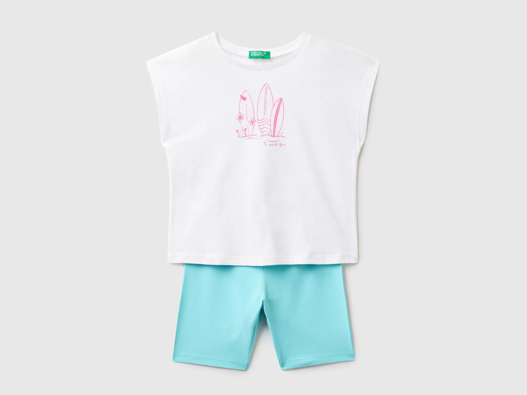 Benetton Completo T-Shirt E Shorts Bianco Clearance