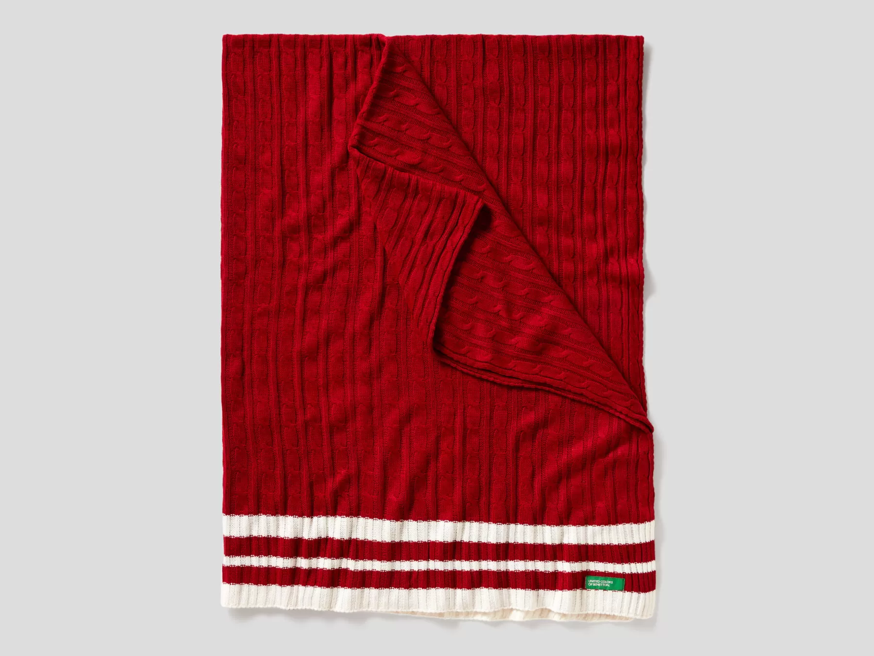 Benetton Coperta In Maglia A Trecce Rosso Best