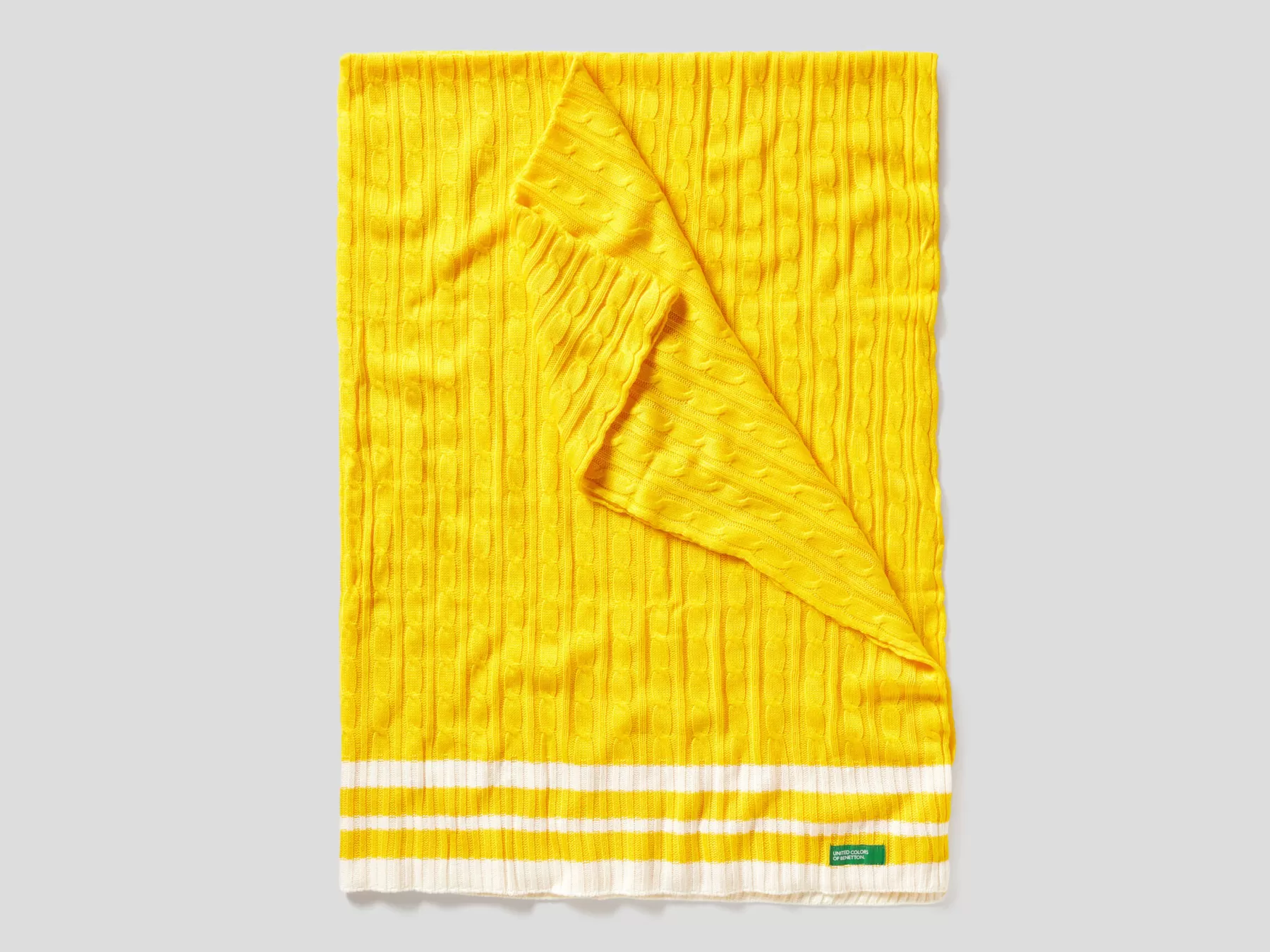 Benetton Coperta In Maglia A Trecce Giallo Best