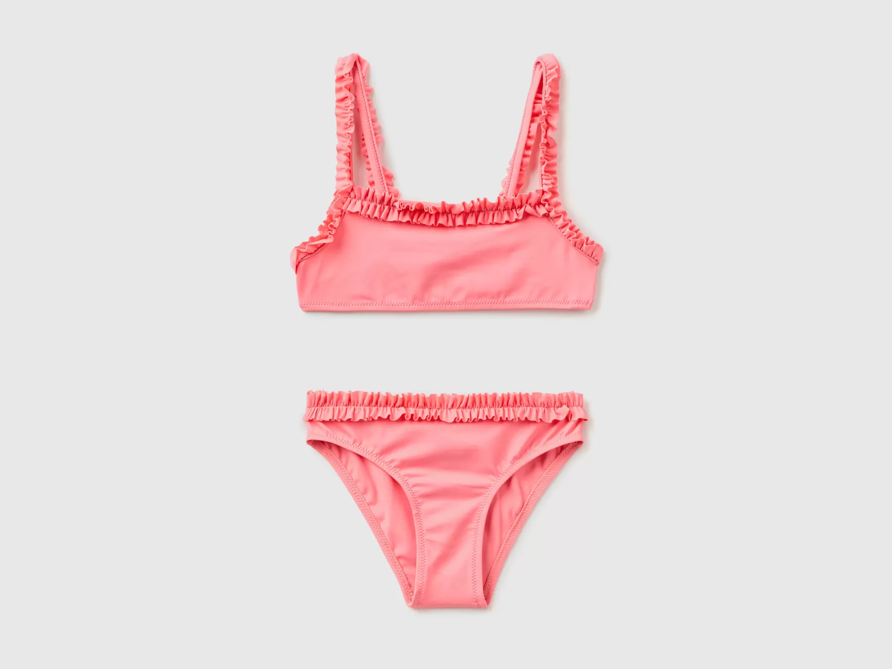 Benetton Costume Bikini Con Balze In Econyl® Rosa Hot