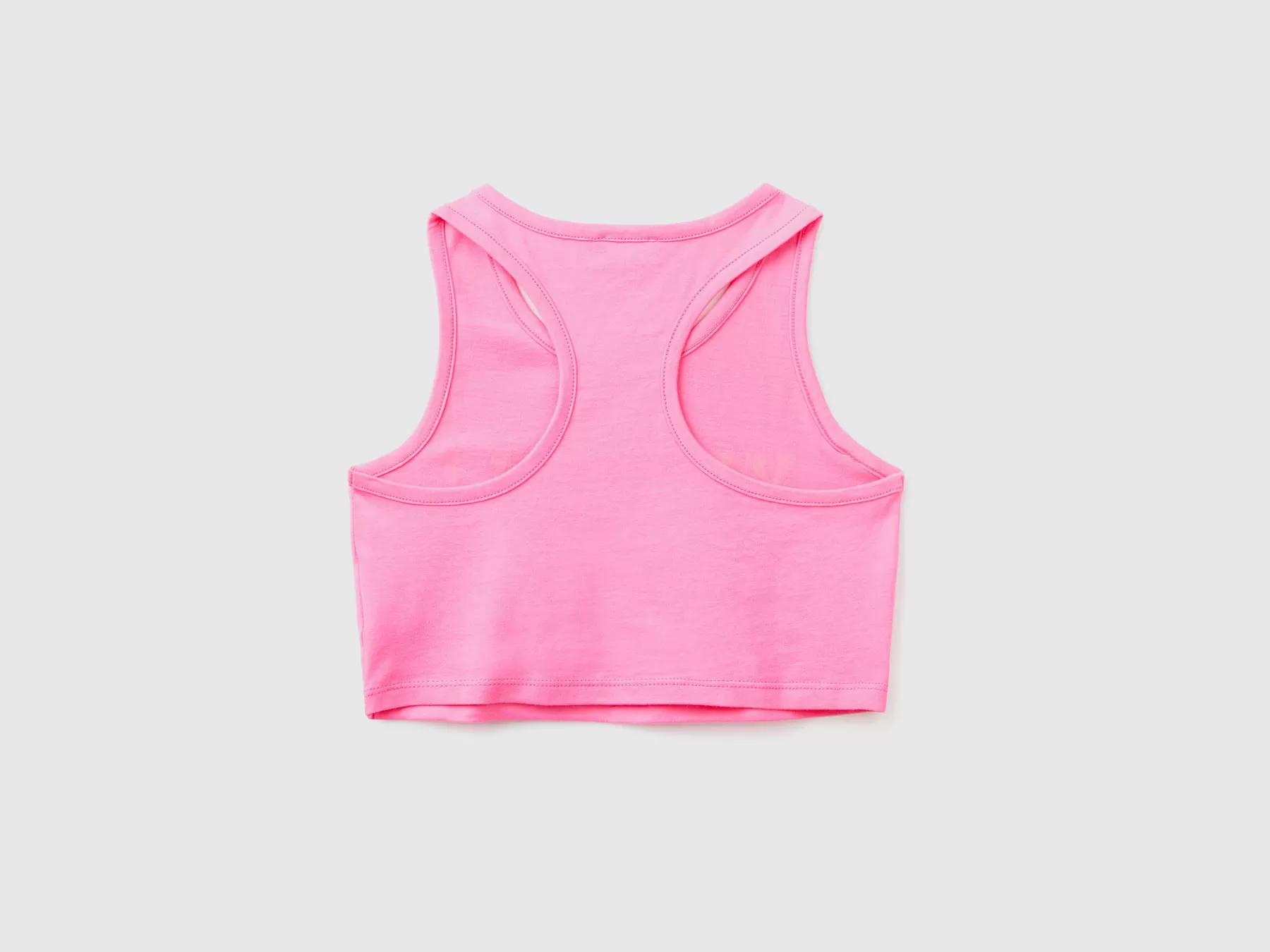 Benetton Crop Top Con Stampa Rosa Discount