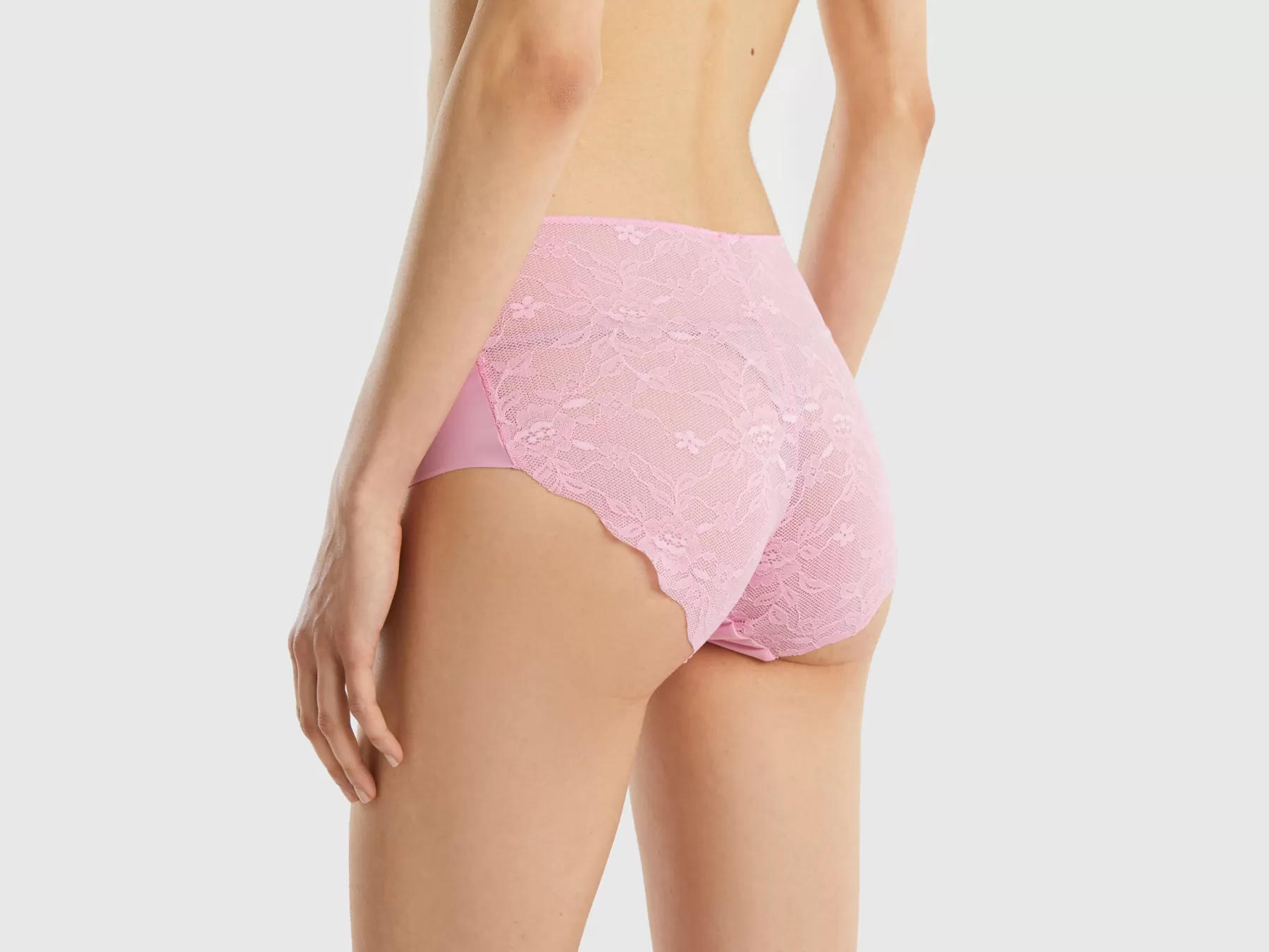 Benetton Culotte Fianco Alto Con Pizzo Rosa Hot