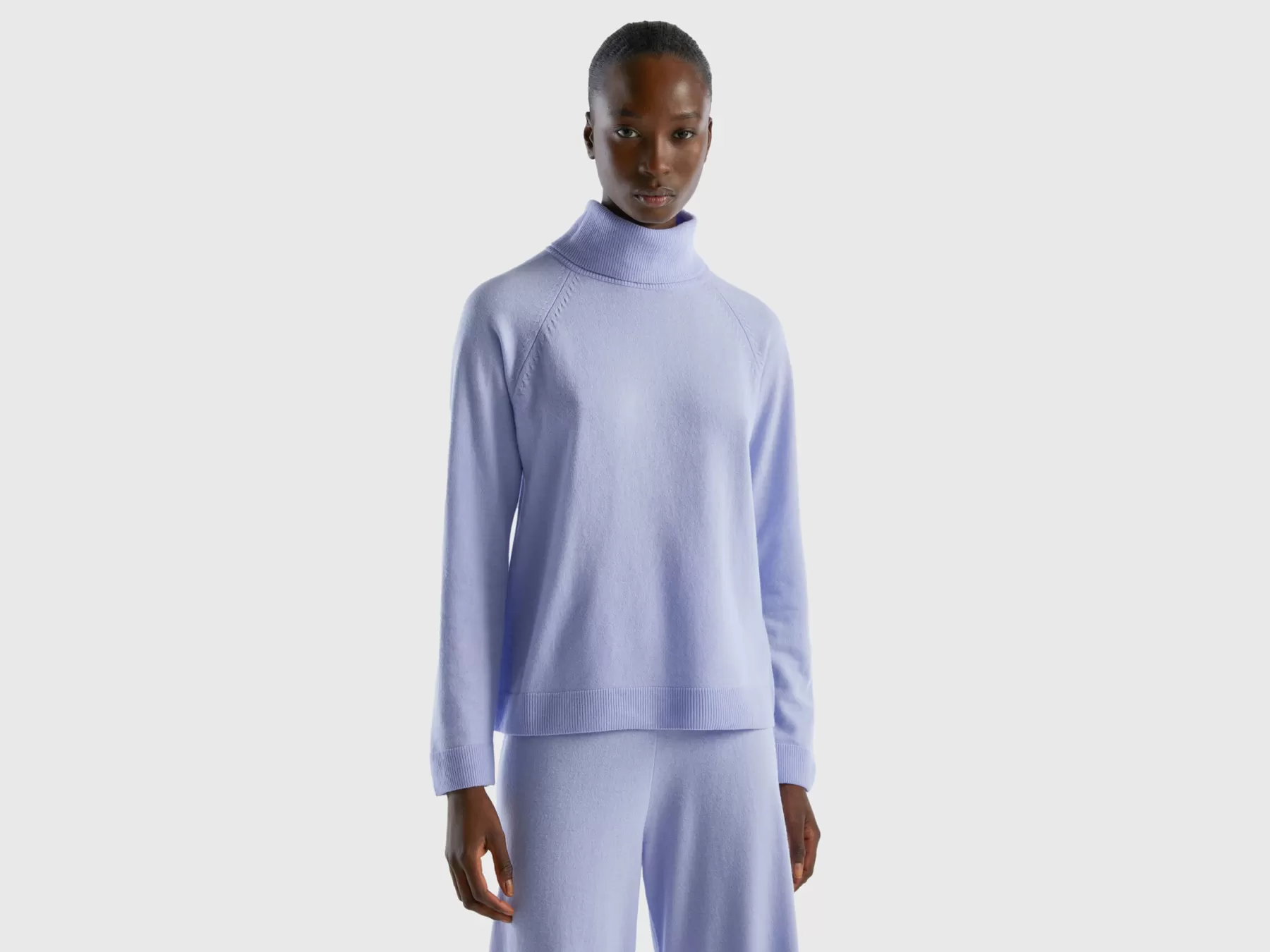 Benetton Dolcevita Azzurro Chiaro In Misto Lana E Cashmere Lavanda Cheap