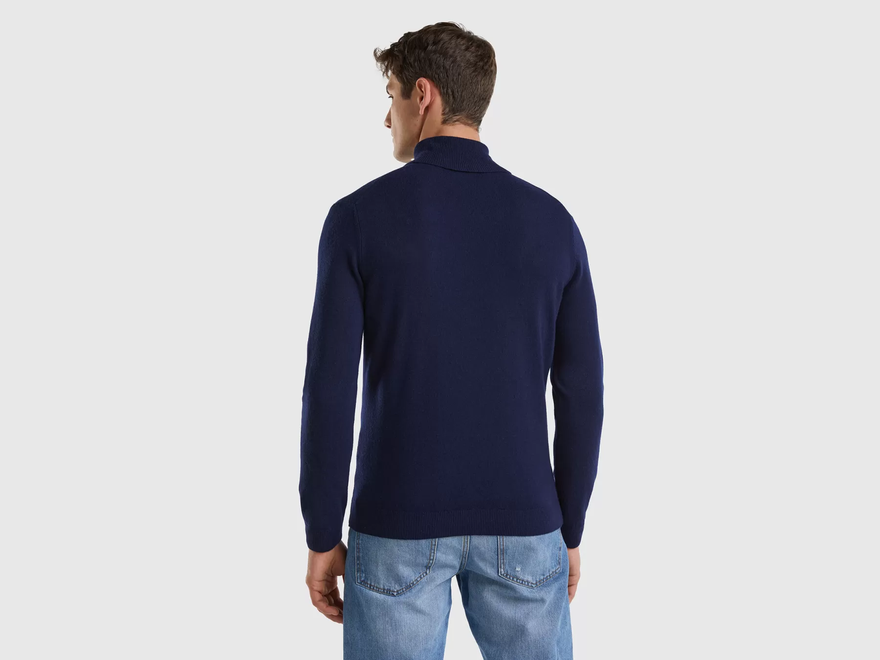 Benetton Dolcevitain Pura Lana Merino Blu Scuro Best