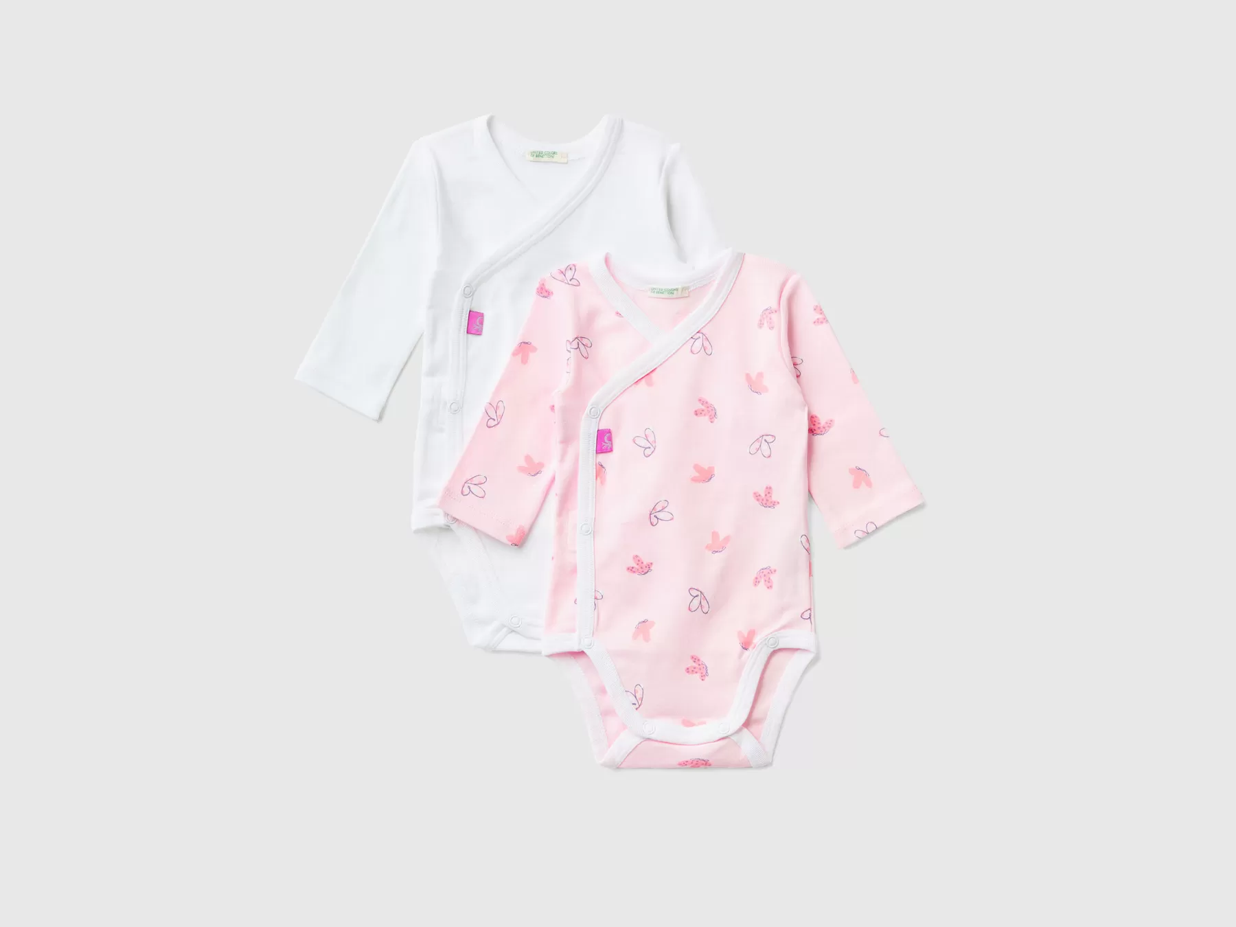 Benetton Due Body A Manica Lunga In Cotone Bio Rosa Tenue Online