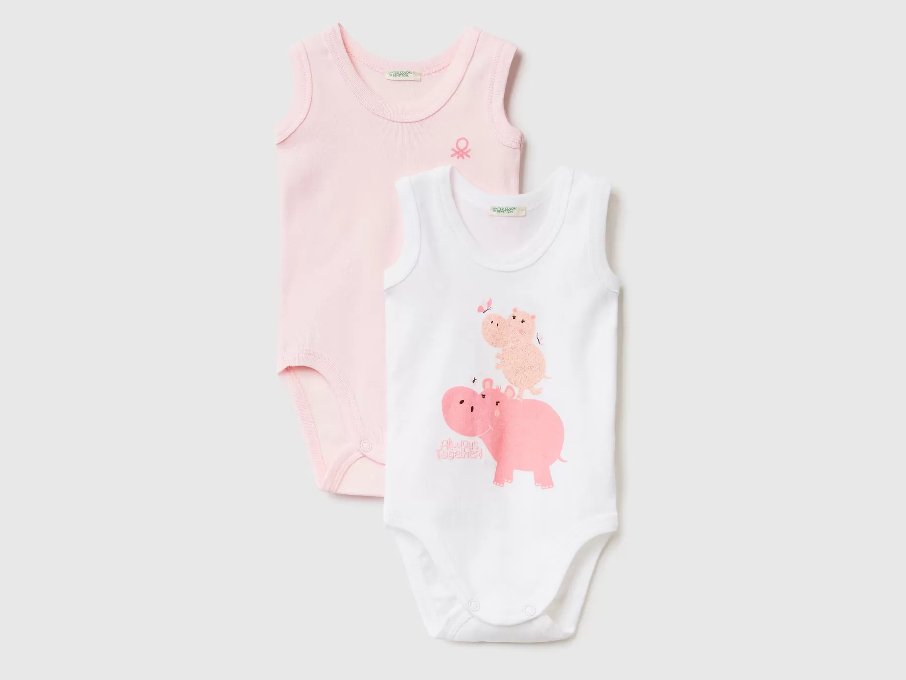 Benetton Due Body Con Stampa In Cotone Bio Rosa Store