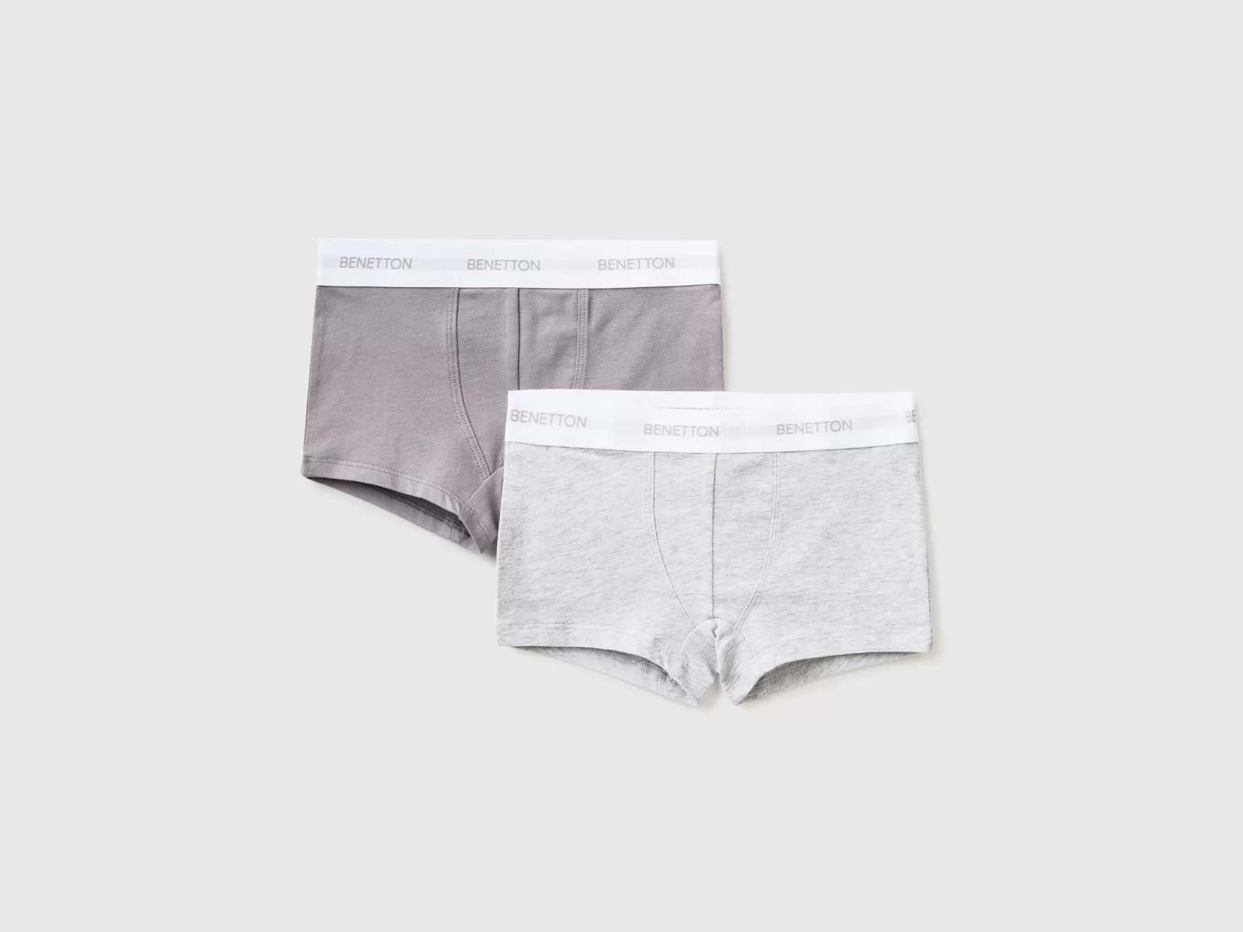 Benetton Due Boxer Con Elastico Logato Grigio Hot