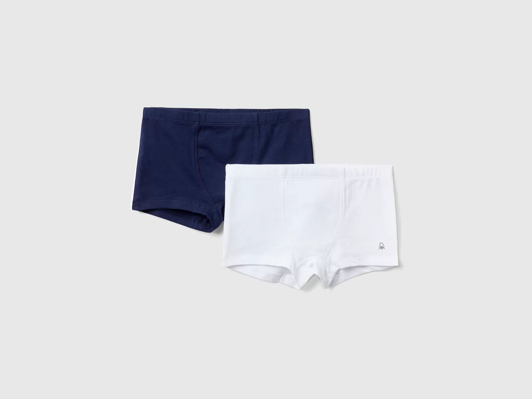 Benetton Due Boxer In Cotone Elasticizzato Blu Scuro New