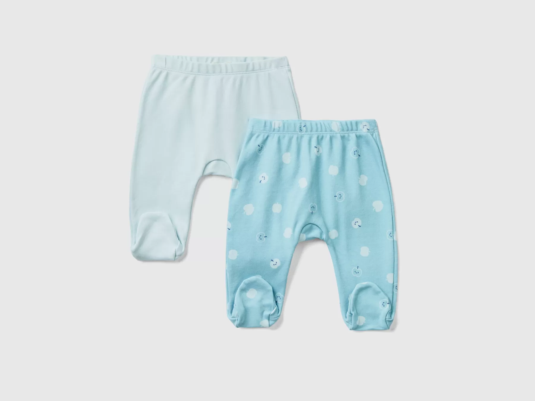 Benetton Due Ghettine In Cotone Bio Azzurro Best