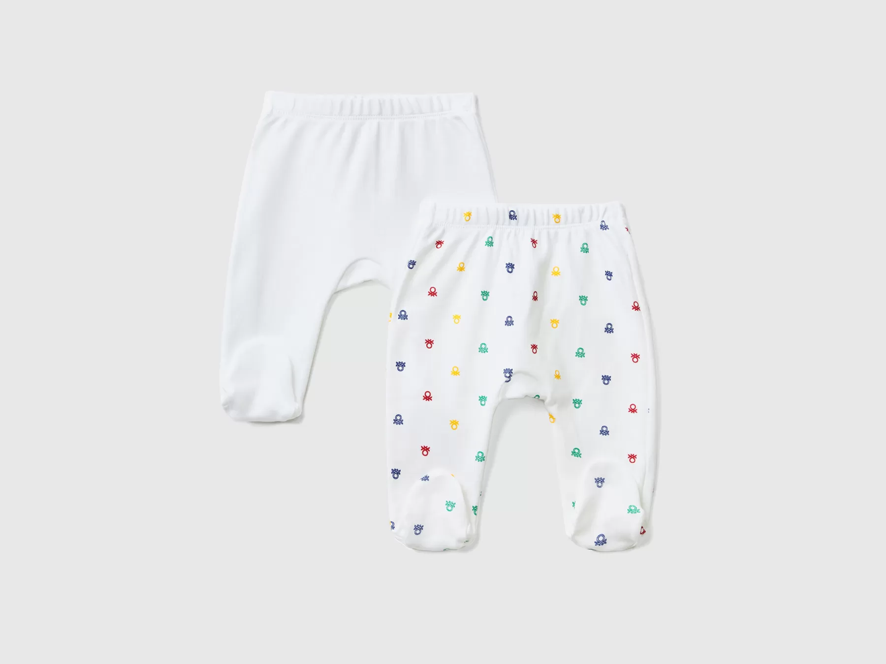 Benetton Due Ghettine In Cotone Bio Bianco Outlet