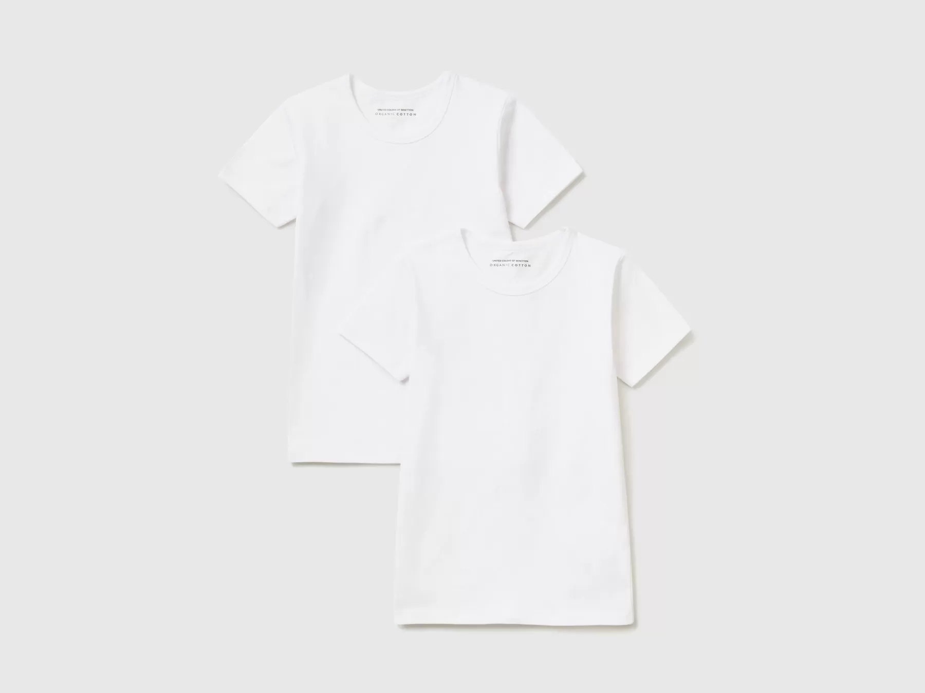 Benetton Due T-Shirt In Cotone Bio Stretch Bianco Clearance