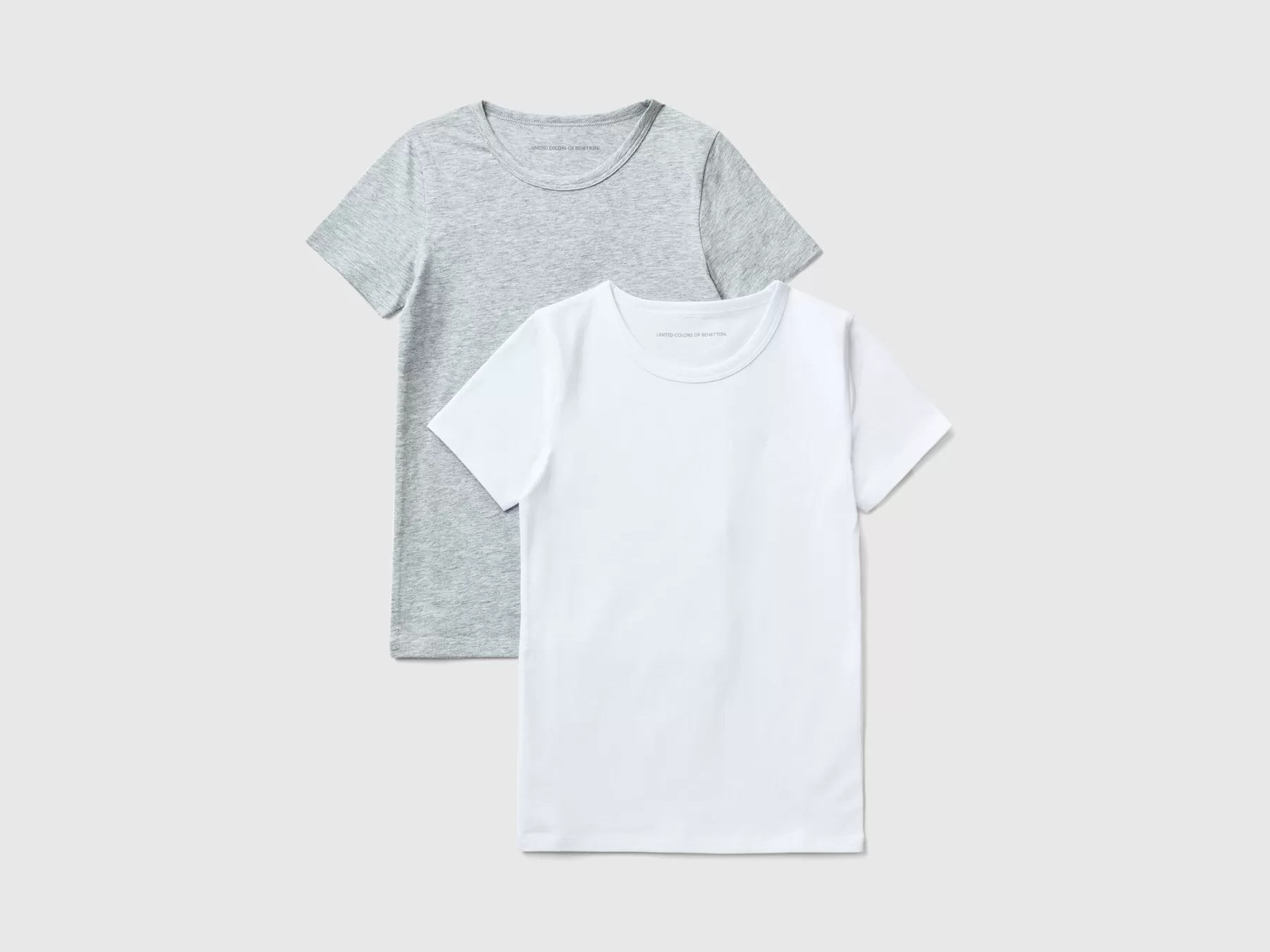 Benetton Due T-Shirt In Cotone Stretch Grigio Chiaro Best