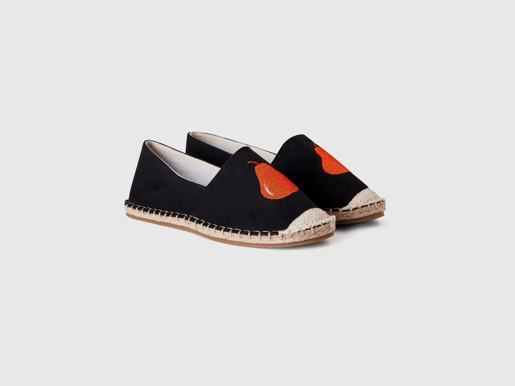 Benetton Espadrillas Nere Con Pattern Pera Nero New