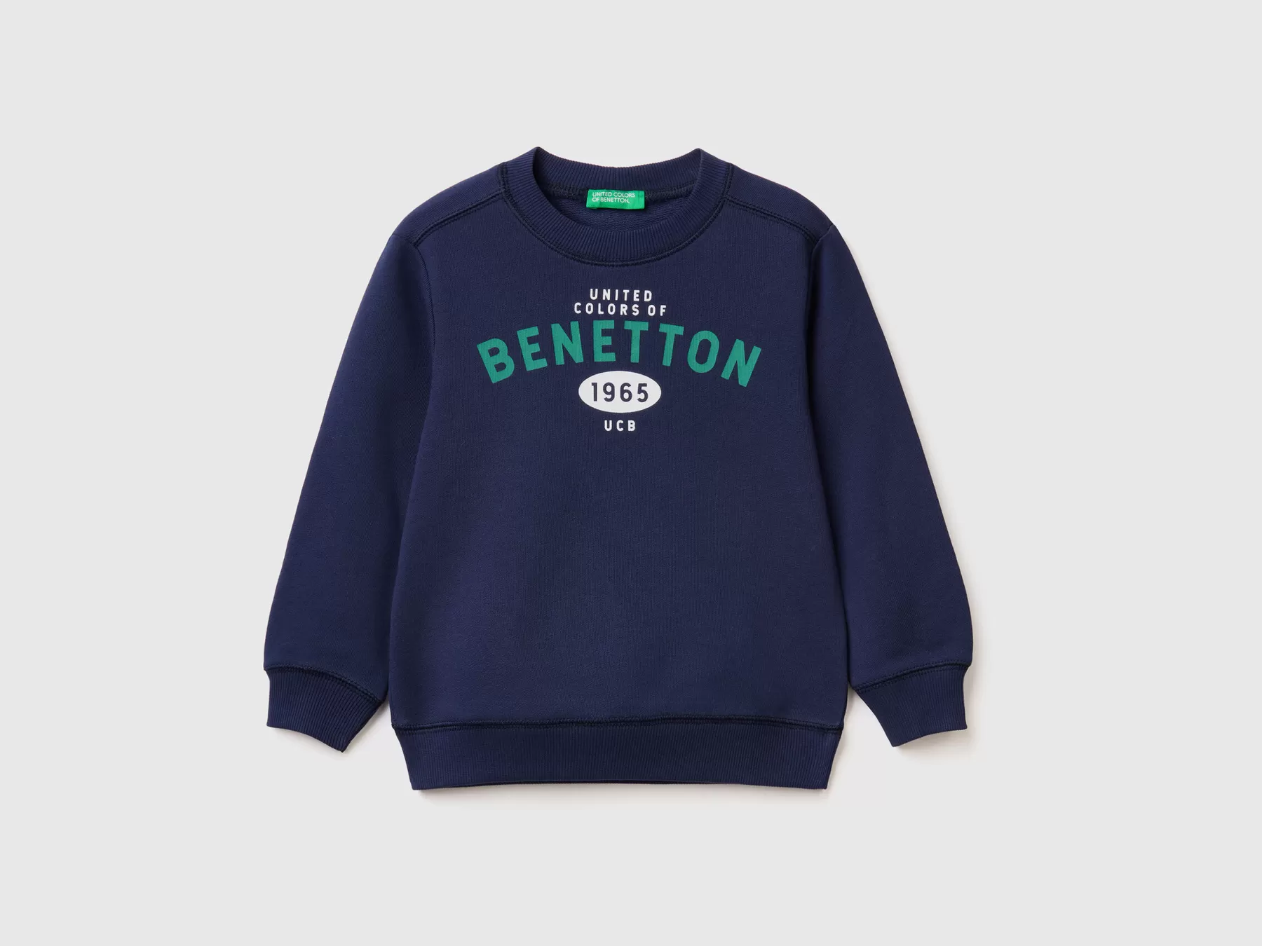 Benetton Felpa 100% Cotone Biologico Blu Scuro Hot