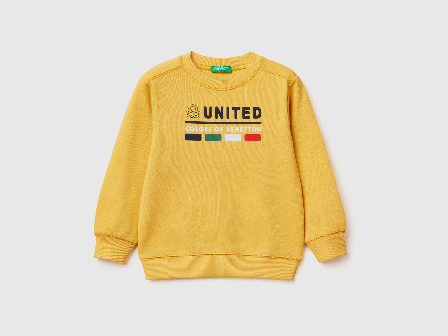 Benetton Felpa 100% Cotone Biologico Giallo Outlet