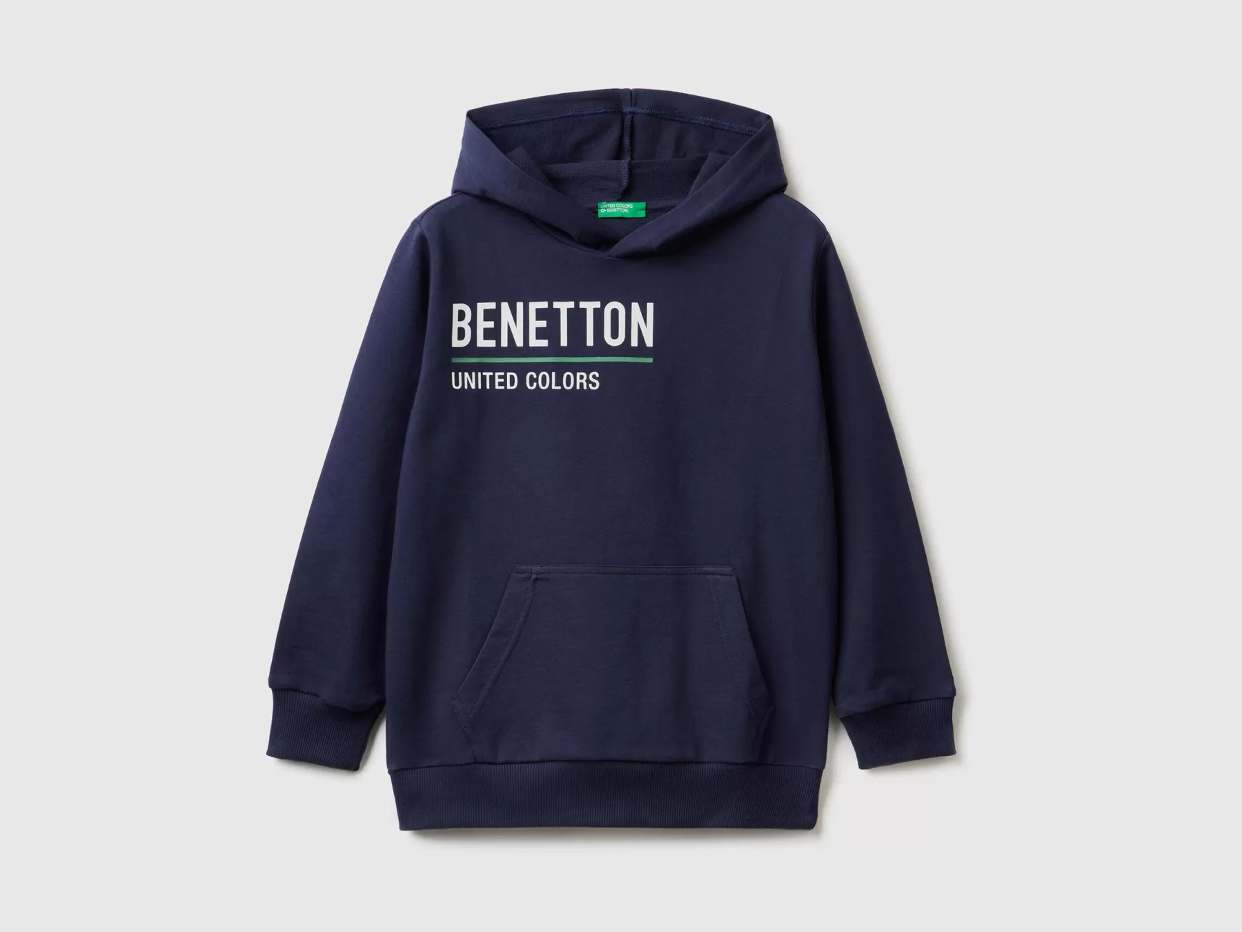 Benetton Felpa 100% Cotone Con Cappuccio Blu Scuro Store