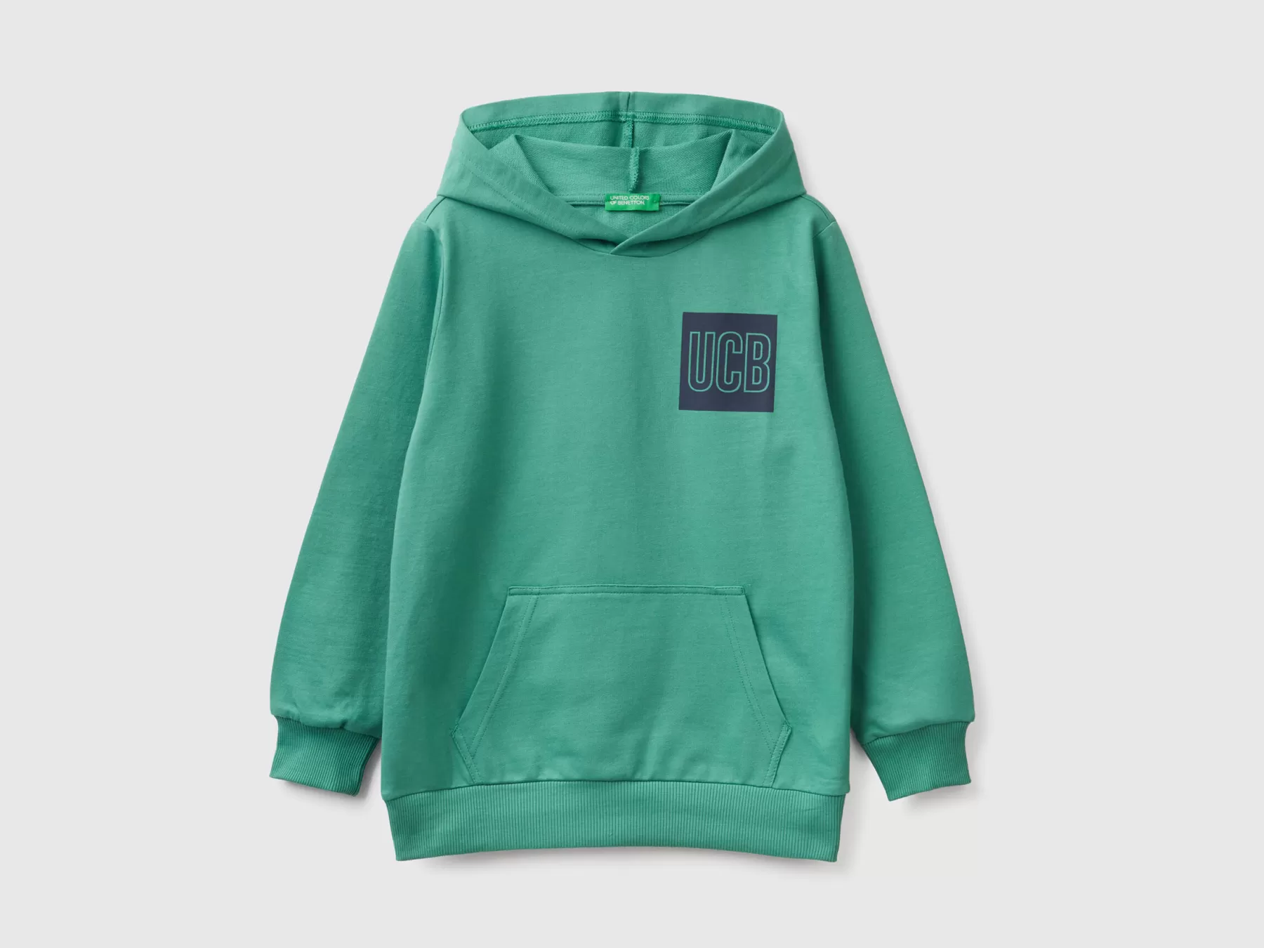 Benetton Felpa 100% Cotone Con Cappuccio Verde Scuro Shop