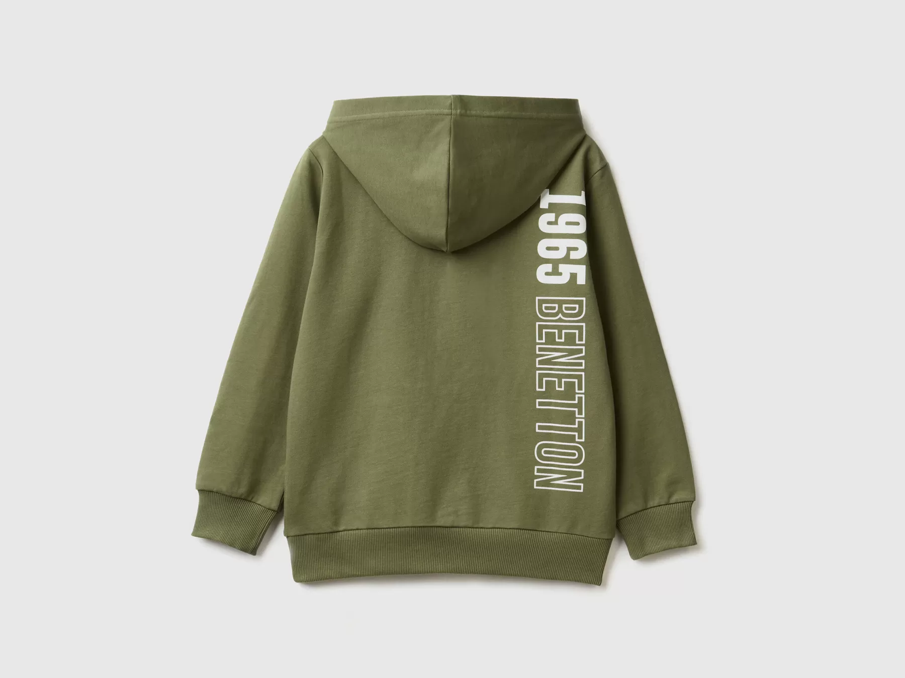 Benetton Felpa 100% Cotone Con Cappuccio Verde Militare Cheap