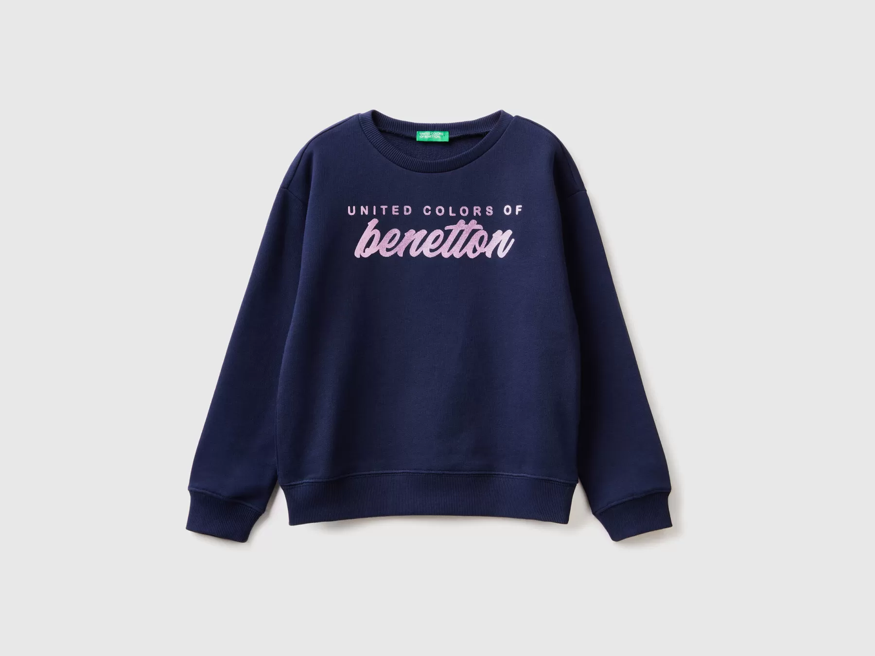 Benetton Felpa 100% Cotone Con Logo Blu Scuro Store