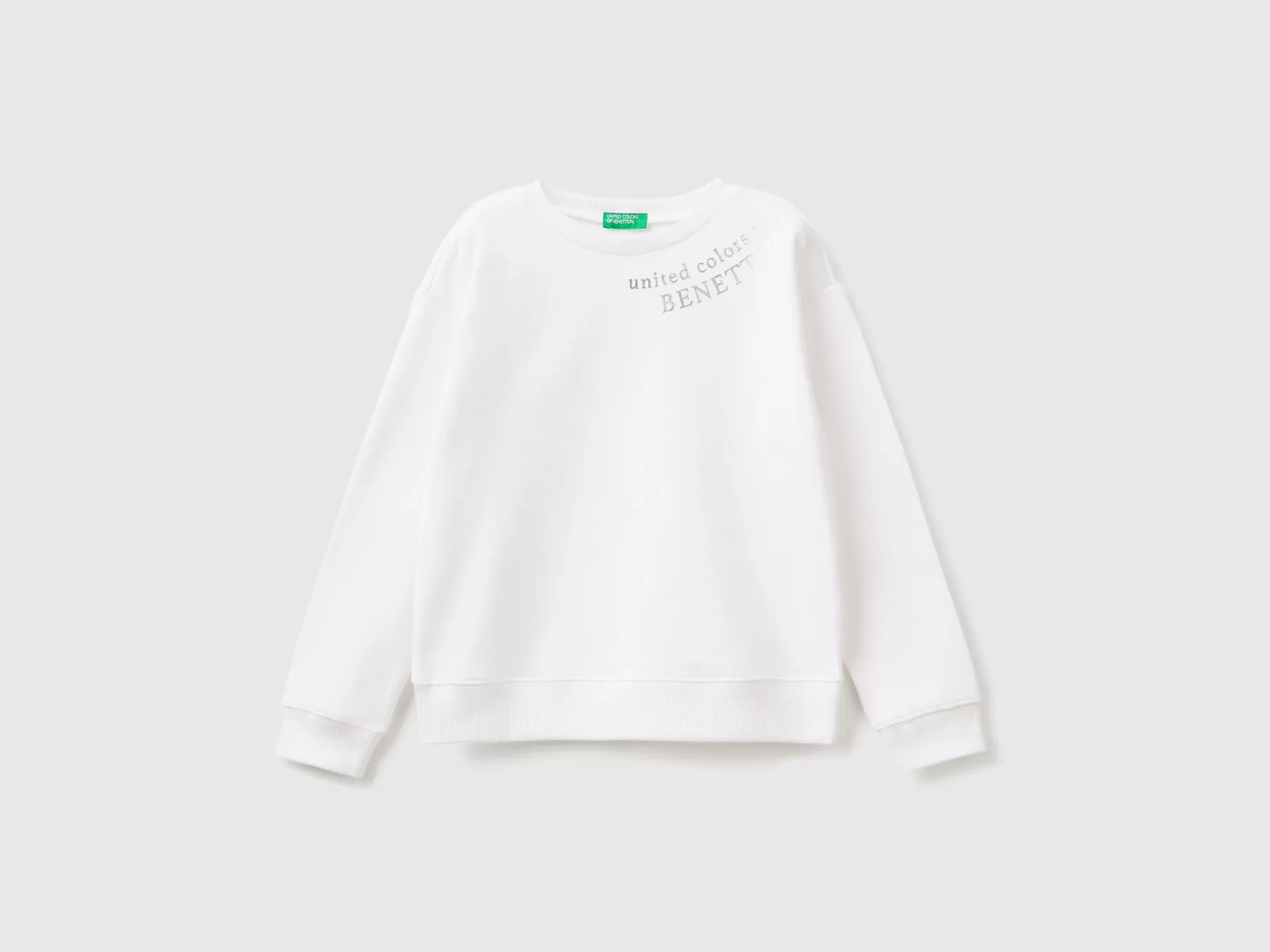 Benetton Felpa 100% Cotone Con Logo Bianco Best Sale