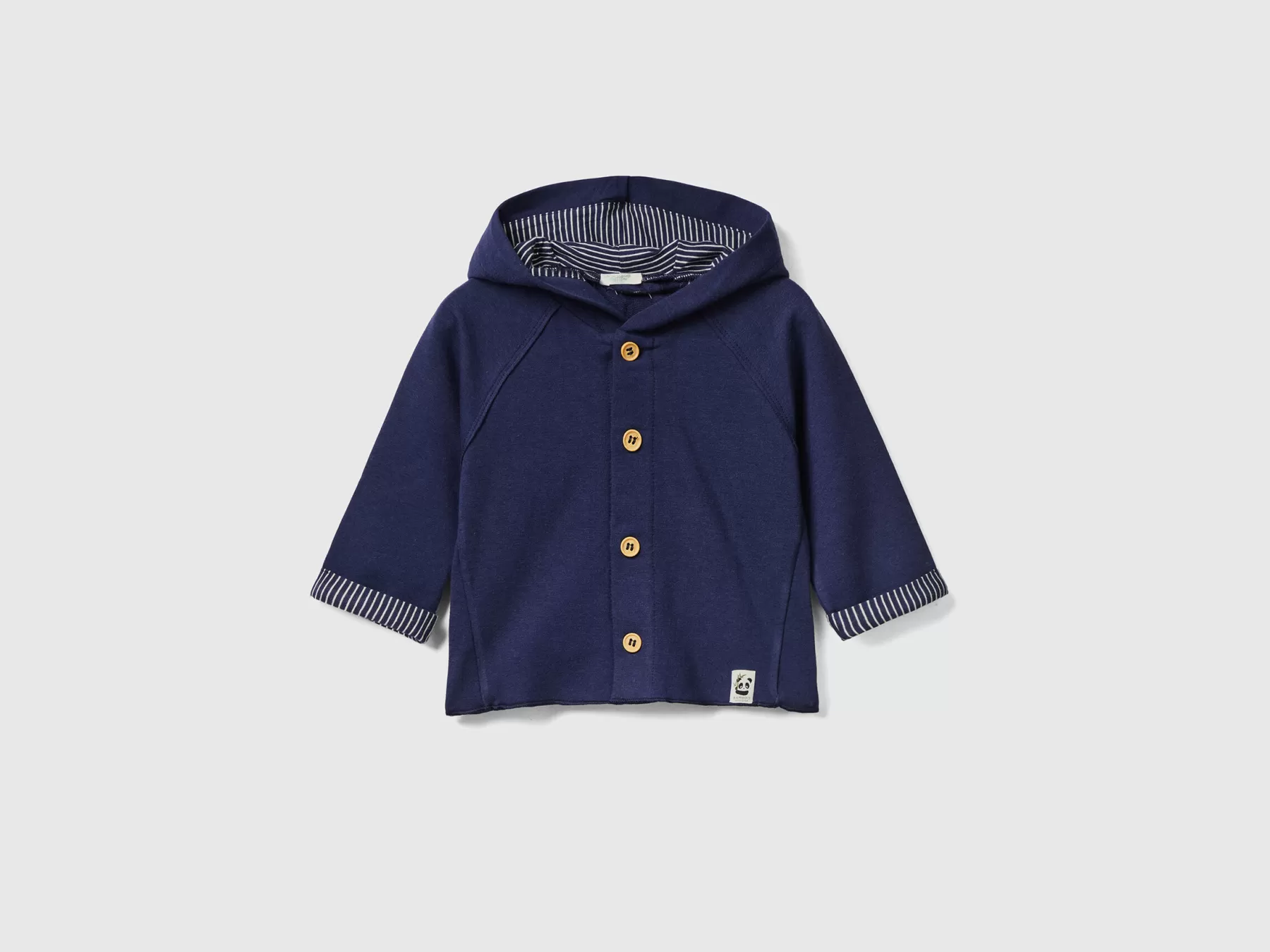 Benetton Felpa Aperta Con Cappuccio Blu Scuro Best Sale