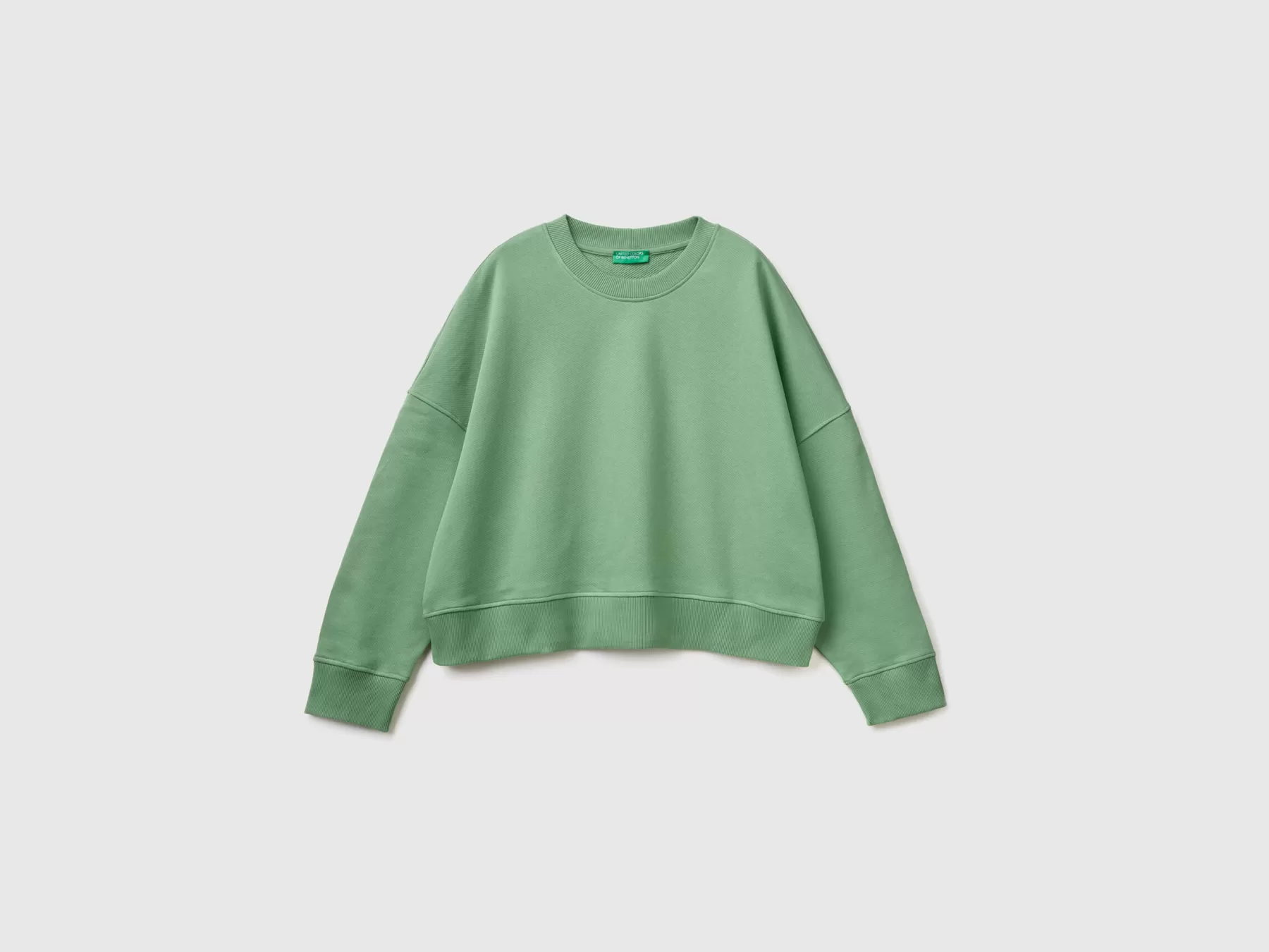 Benetton Felpa Boxy Fit 100% Cotone Verde Shop