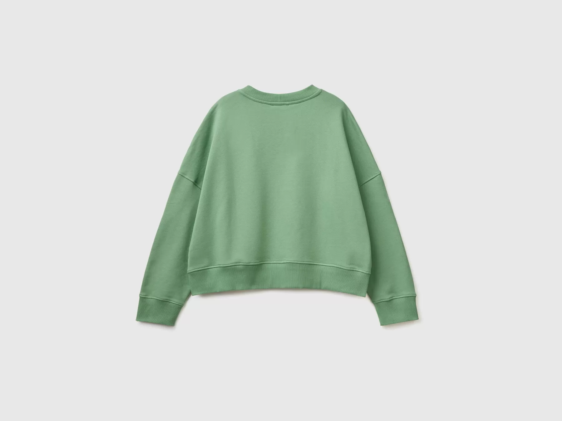 Benetton Felpa Boxy Fit 100% Cotone Verde Shop