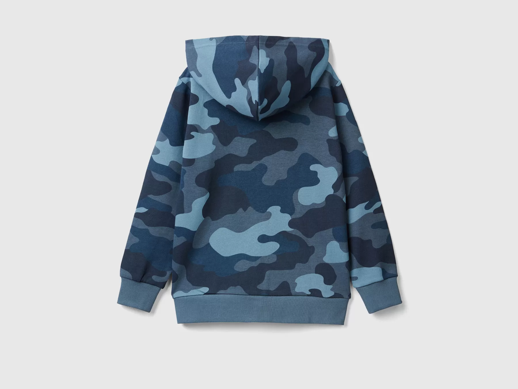 Benetton Felpa Camouflage 100% Cotone Azzurro Flash Sale