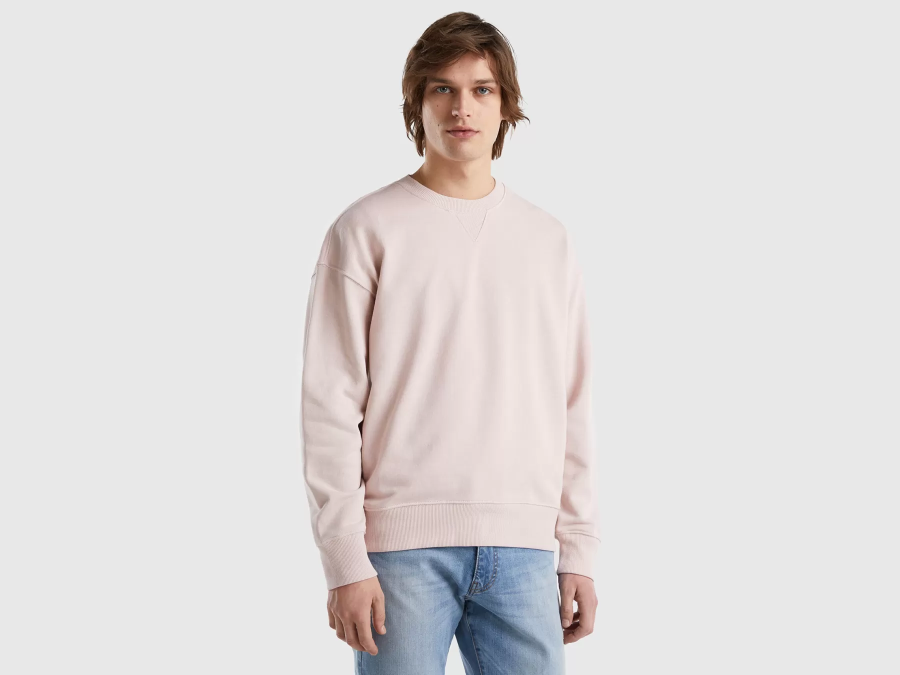 Benetton Felpa Chiusa 100% Cotone Rosa Tenue Cheap