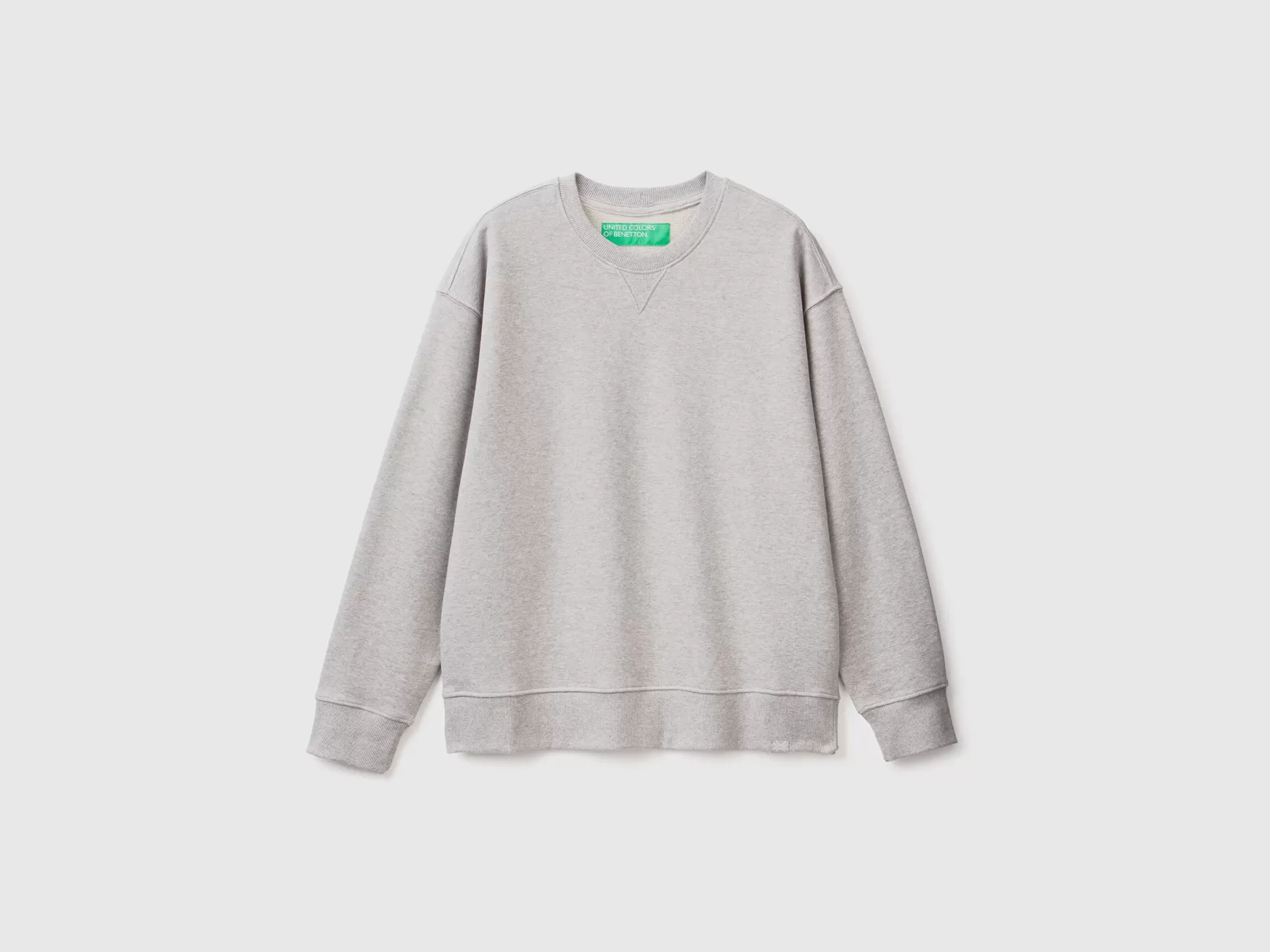 Benetton Felpa Chiusa 100% Cotone Grigio Chiaro Online