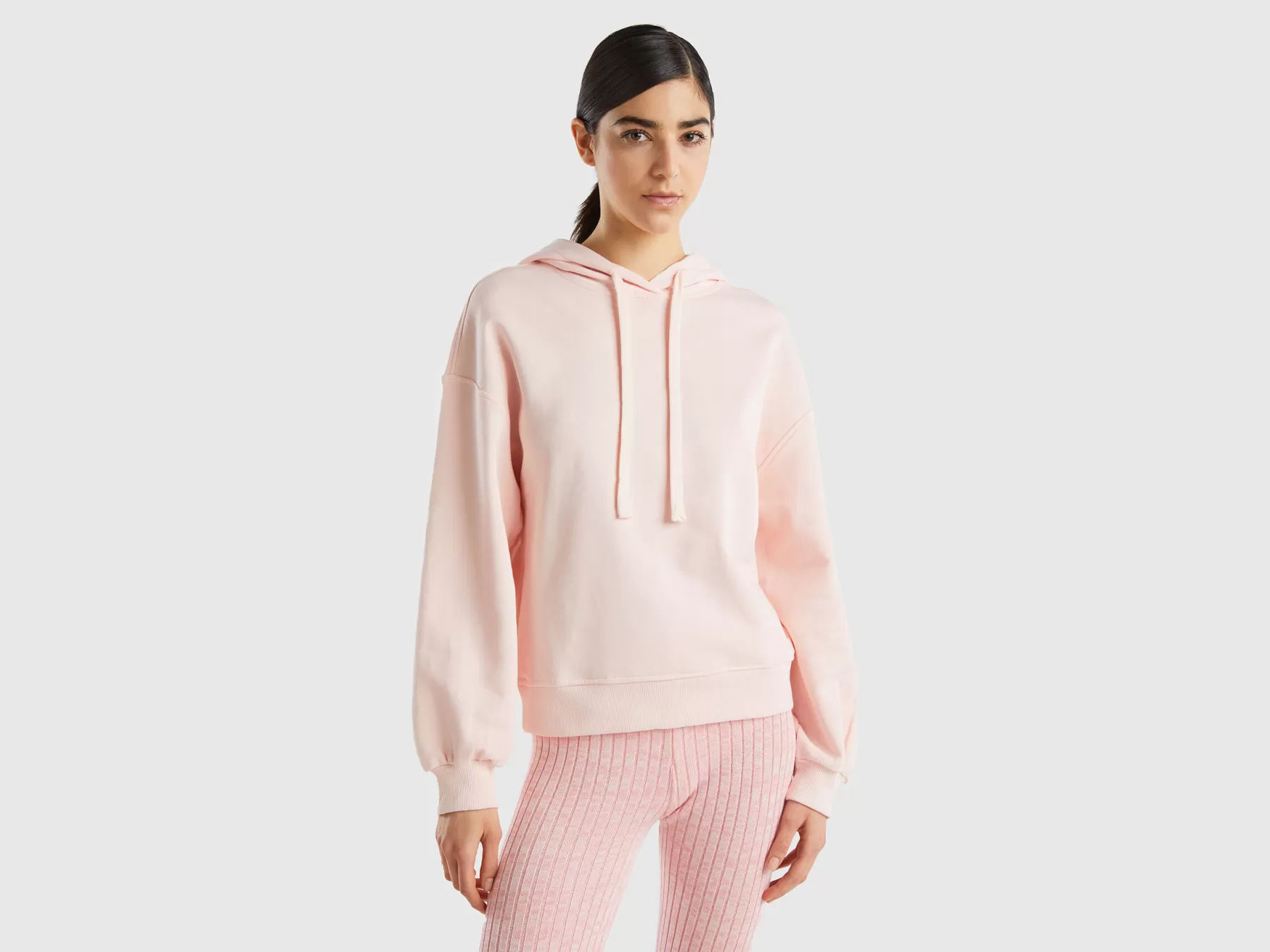 Benetton Felpa Con Cappuccio 100% Cotone Rosa Cheap