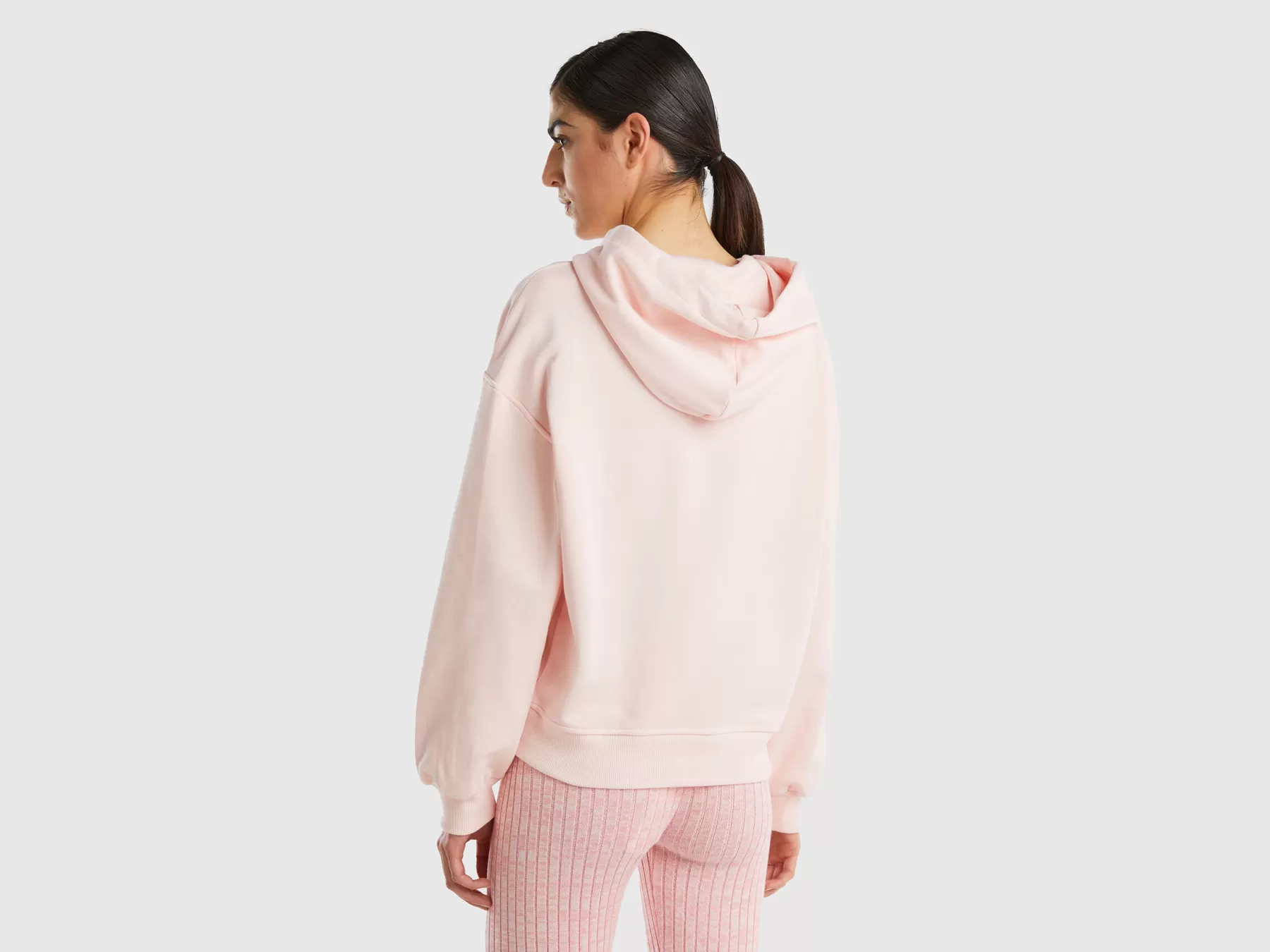 Benetton Felpa Con Cappuccio 100% Cotone Rosa Cheap