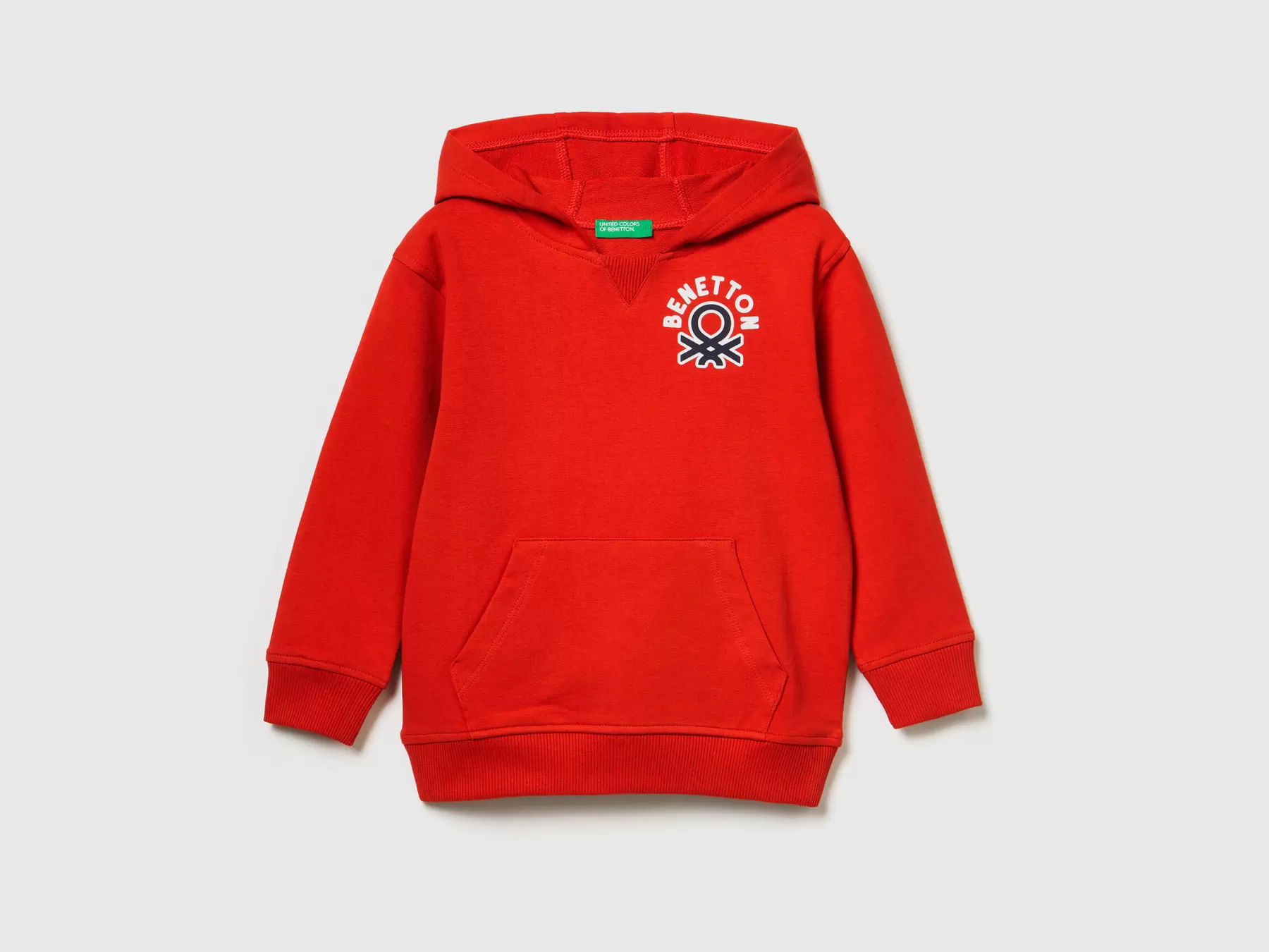 Benetton Felpa Con Cappuccio In Cotone Bio Stretch Rosso Shop