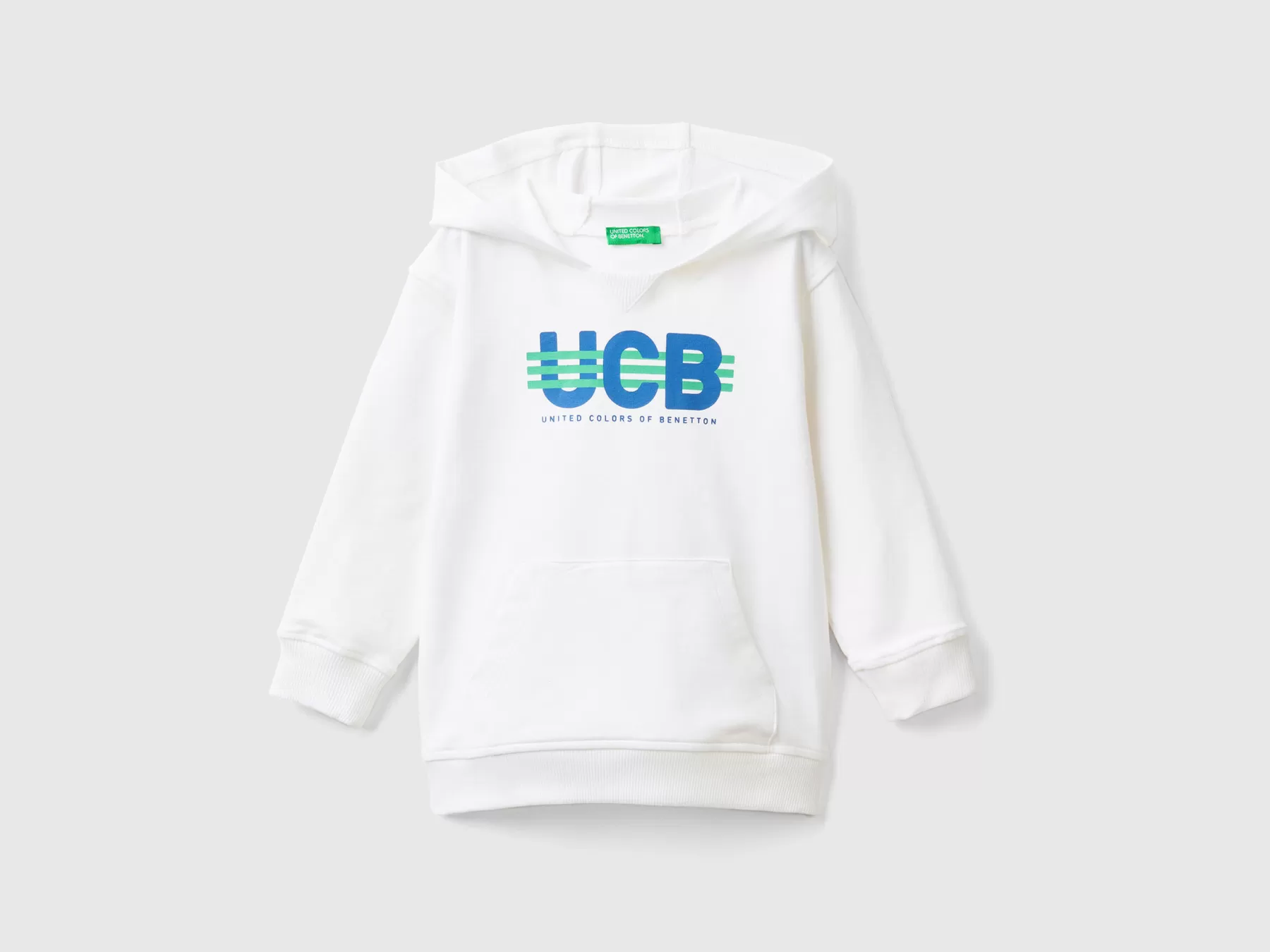 Benetton Felpa Con Cappuccio In Cotone Bio Stretch Bianco Cheap