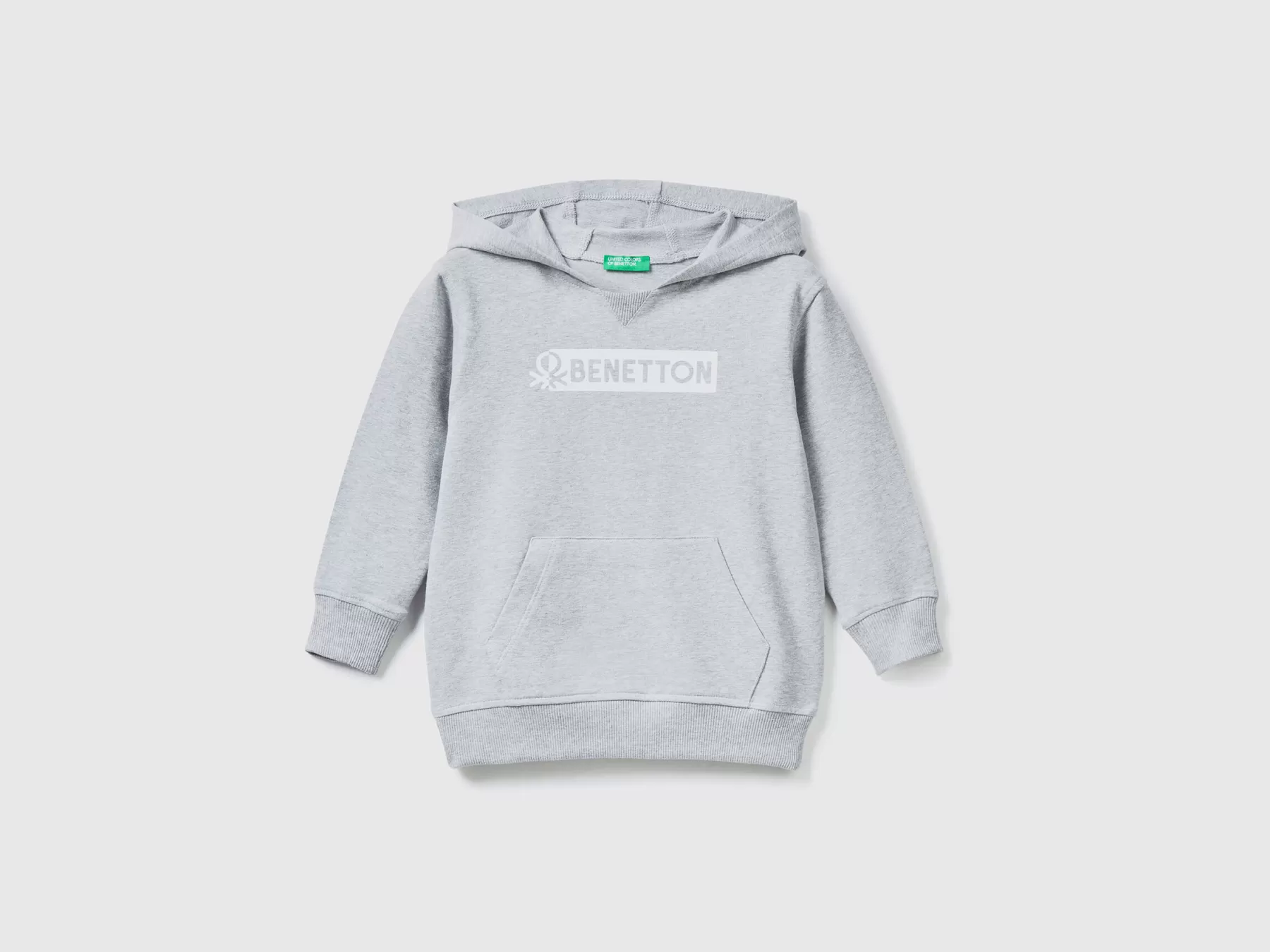 Benetton Felpa Con Cappuccio In Cotone Bio Stretch Grigio Chiaro Flash Sale