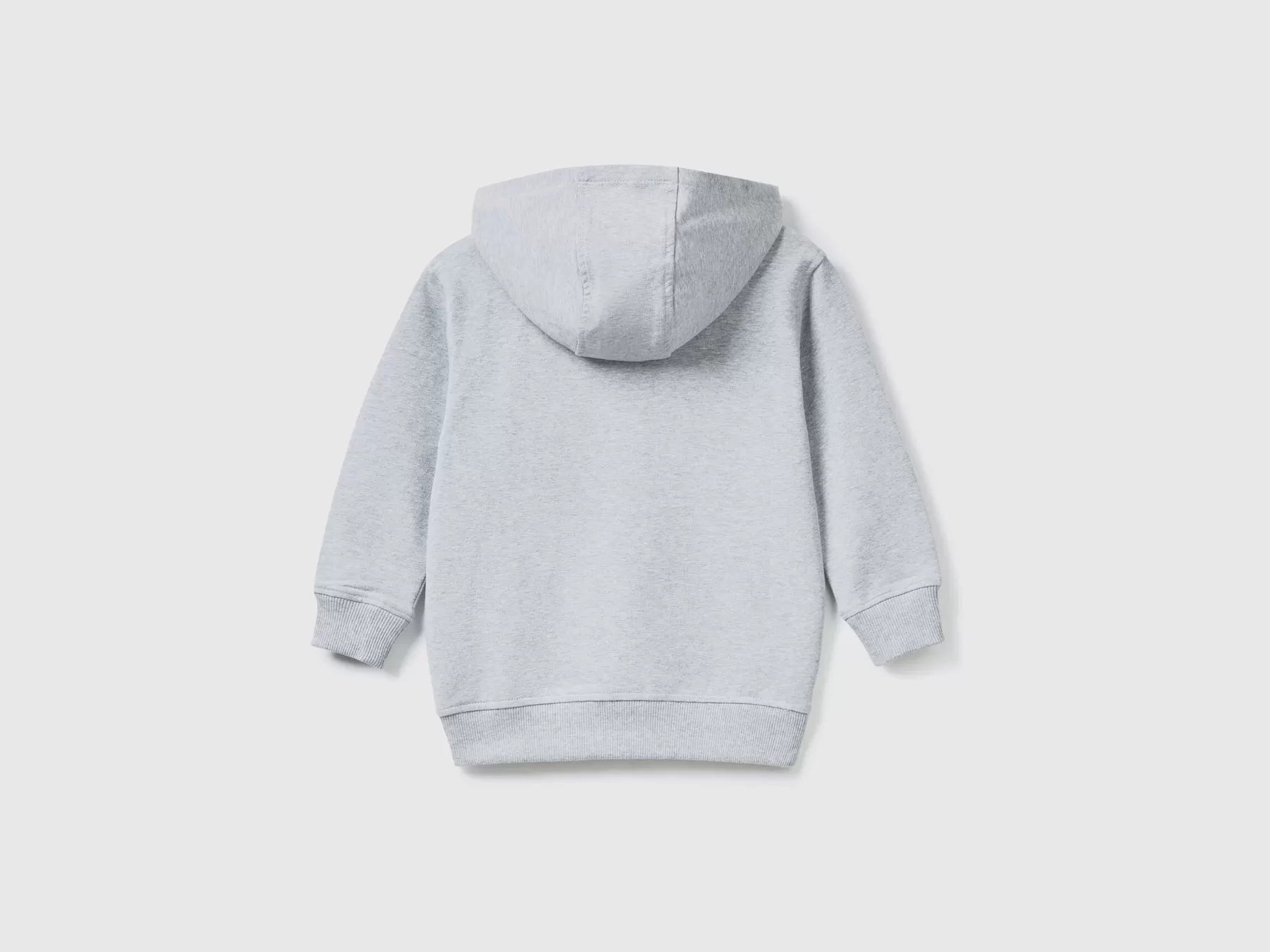 Benetton Felpa Con Cappuccio In Cotone Bio Stretch Grigio Chiaro Flash Sale