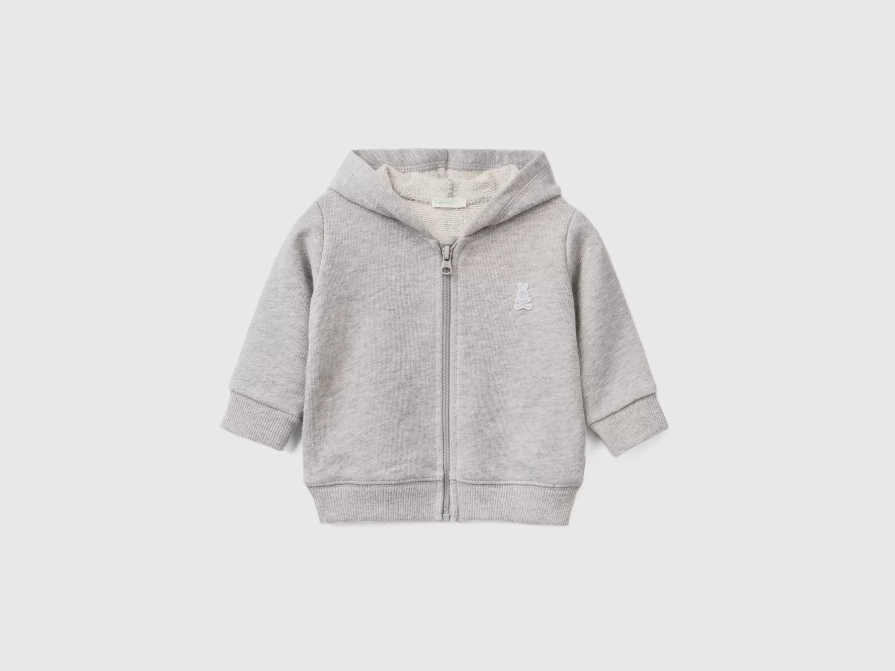 Benetton Felpa Con Cappuccio In Cotone Biologico Grigio Chiaro Outlet