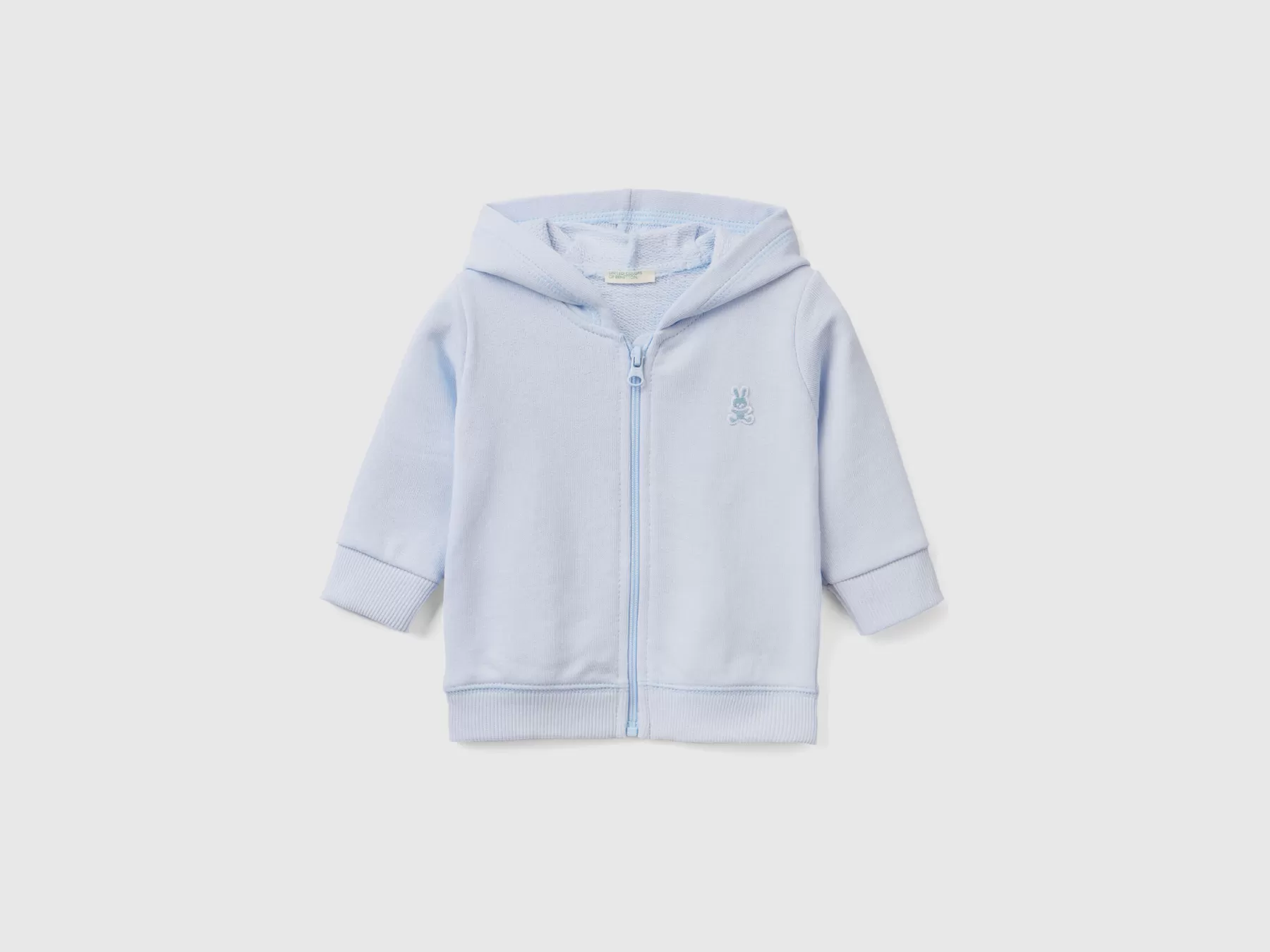 Benetton Felpa Con Cappuccio In Cotone Biologico Celeste Best