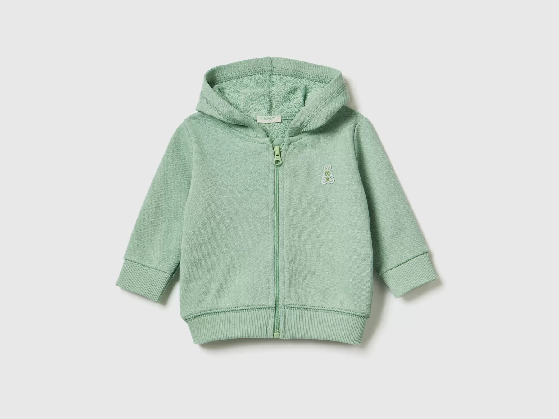 Benetton Felpa Con Cappuccio In Cotone Biologico Verde Chiaro Shop