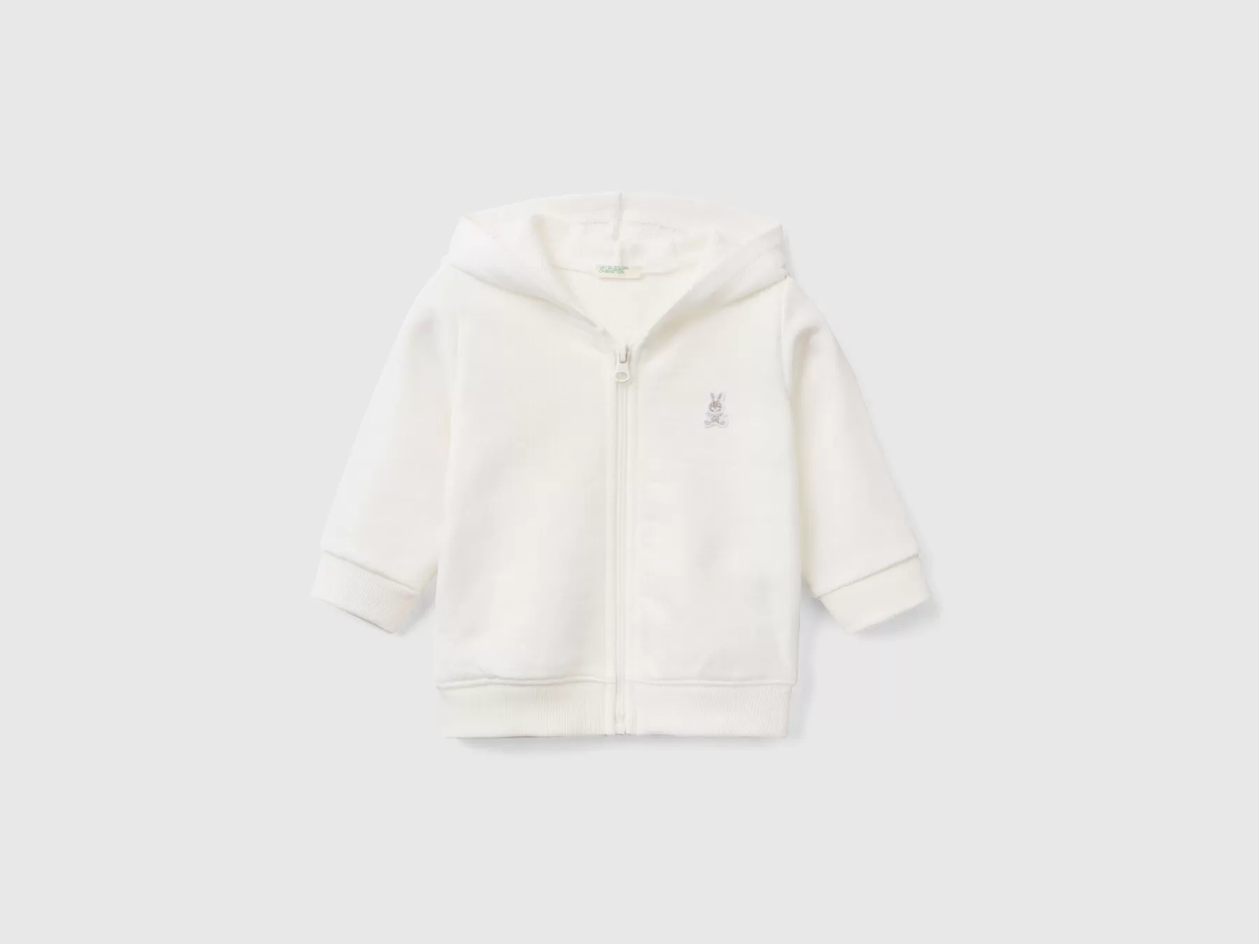 Benetton Felpa Con Cappuccio In Cotone Biologico Bianco Panna Cheap