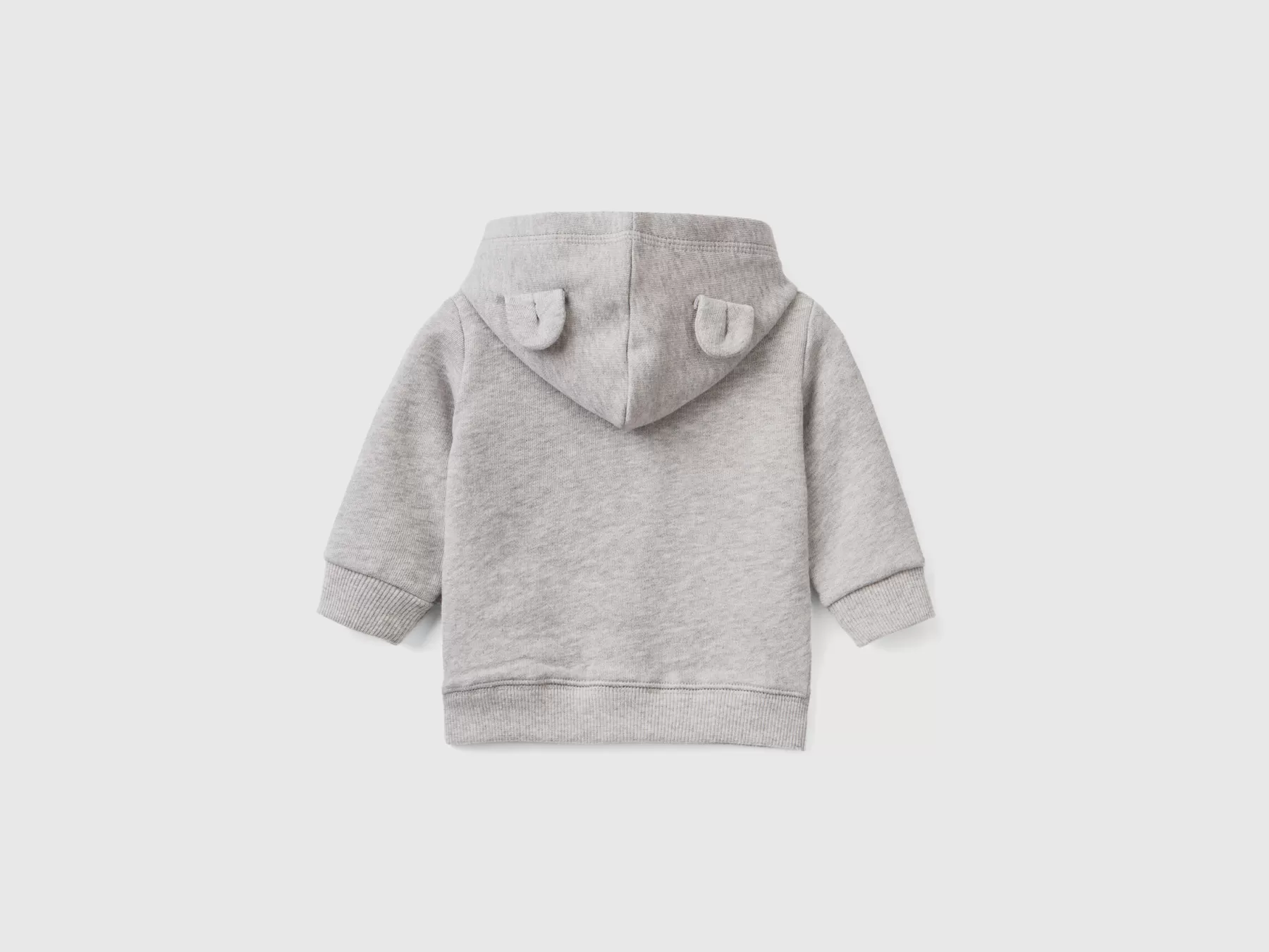 Benetton Felpa Con Cappuccio In Cotone Biologico Grigio Chiaro Outlet