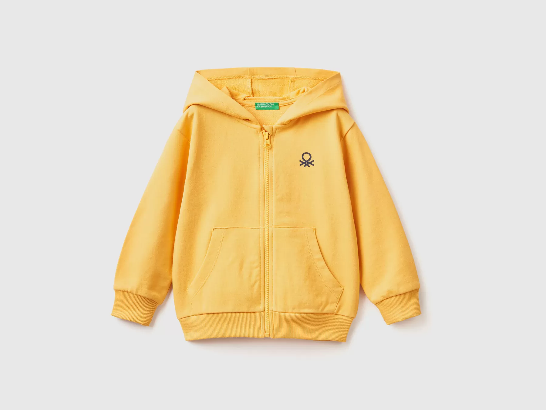 Benetton Felpa Con Logo E Cappuccio Giallo Flash Sale