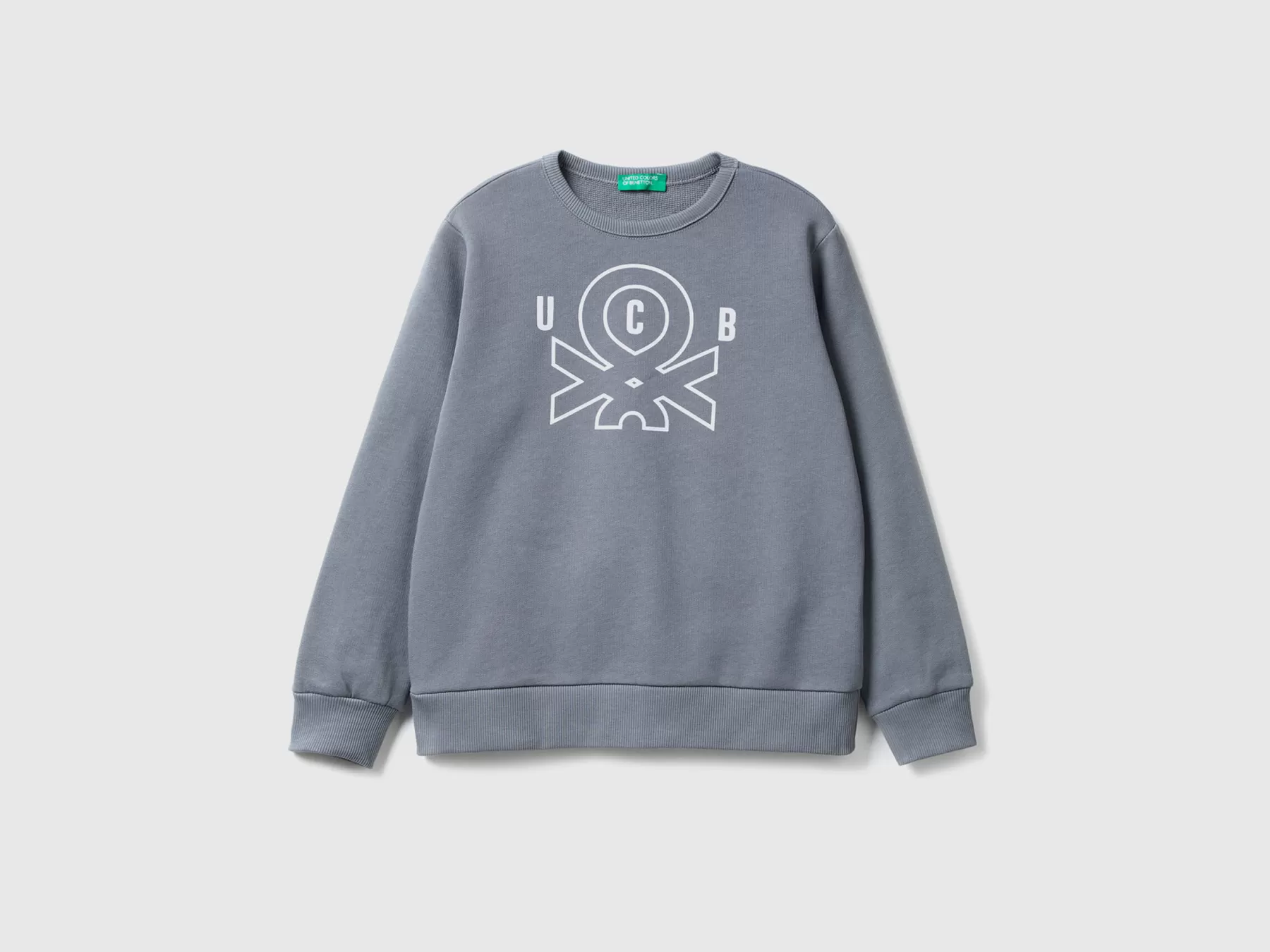 Benetton Felpa Con Stampa Logo Grigio Scuro Fashion